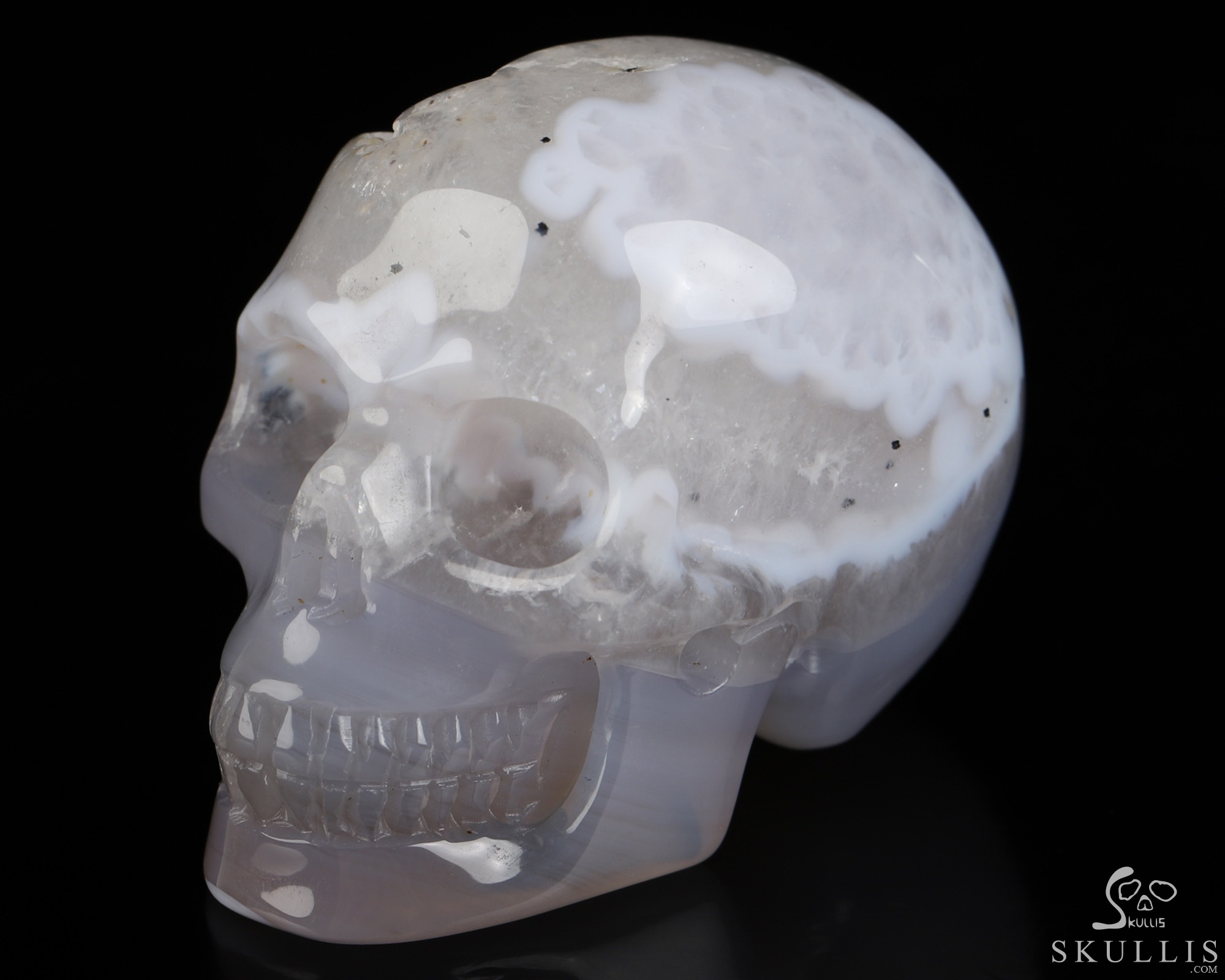 2.0" Agate Geode Hand Carved Crystal Skull, Realistic, Crystal Healing 2.0" Agate Geode Hand Carved Crystal Skull, Realistic, Crystal Healing