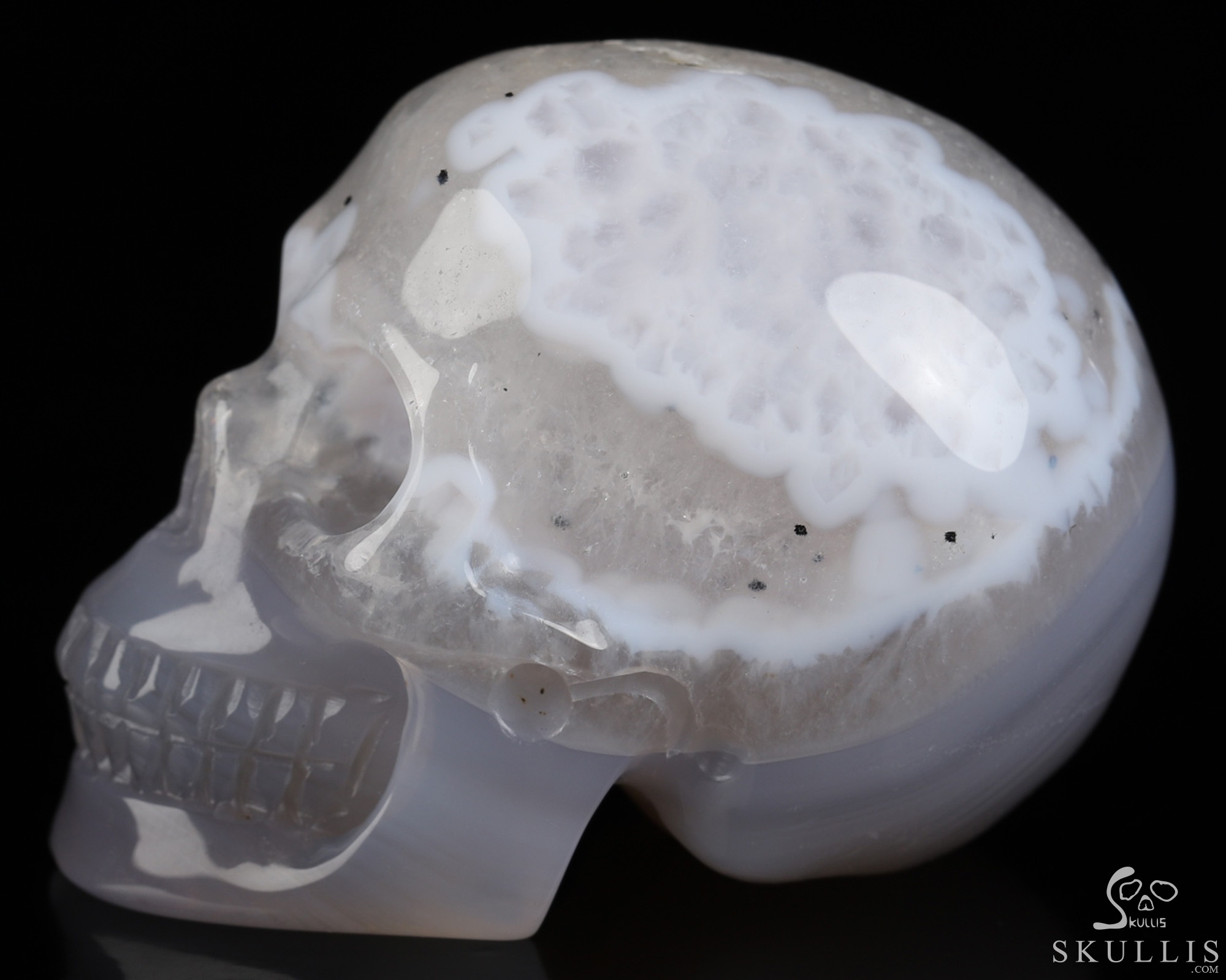 2.0" Agate Geode Hand Carved Crystal Skull, Realistic, Crystal Healing 2.0" Agate Geode Hand Carved Crystal Skull, Realistic, Crystal Healing