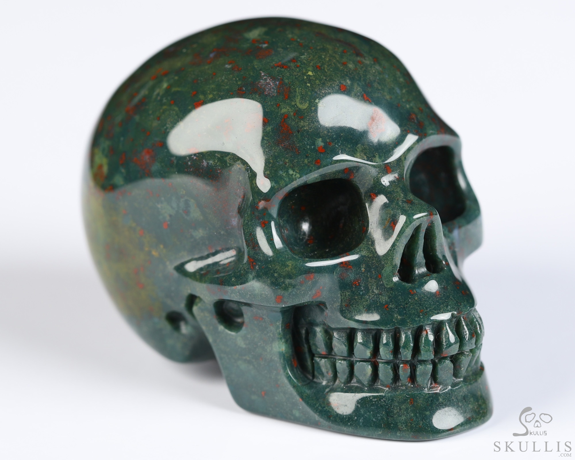 2.0" Bloodstone Hand Carved Crystal Skull, Realistic, Crystal Healing 2.0" Bloodstone Hand Carved Crystal Skull, Realistic, Crystal Healing