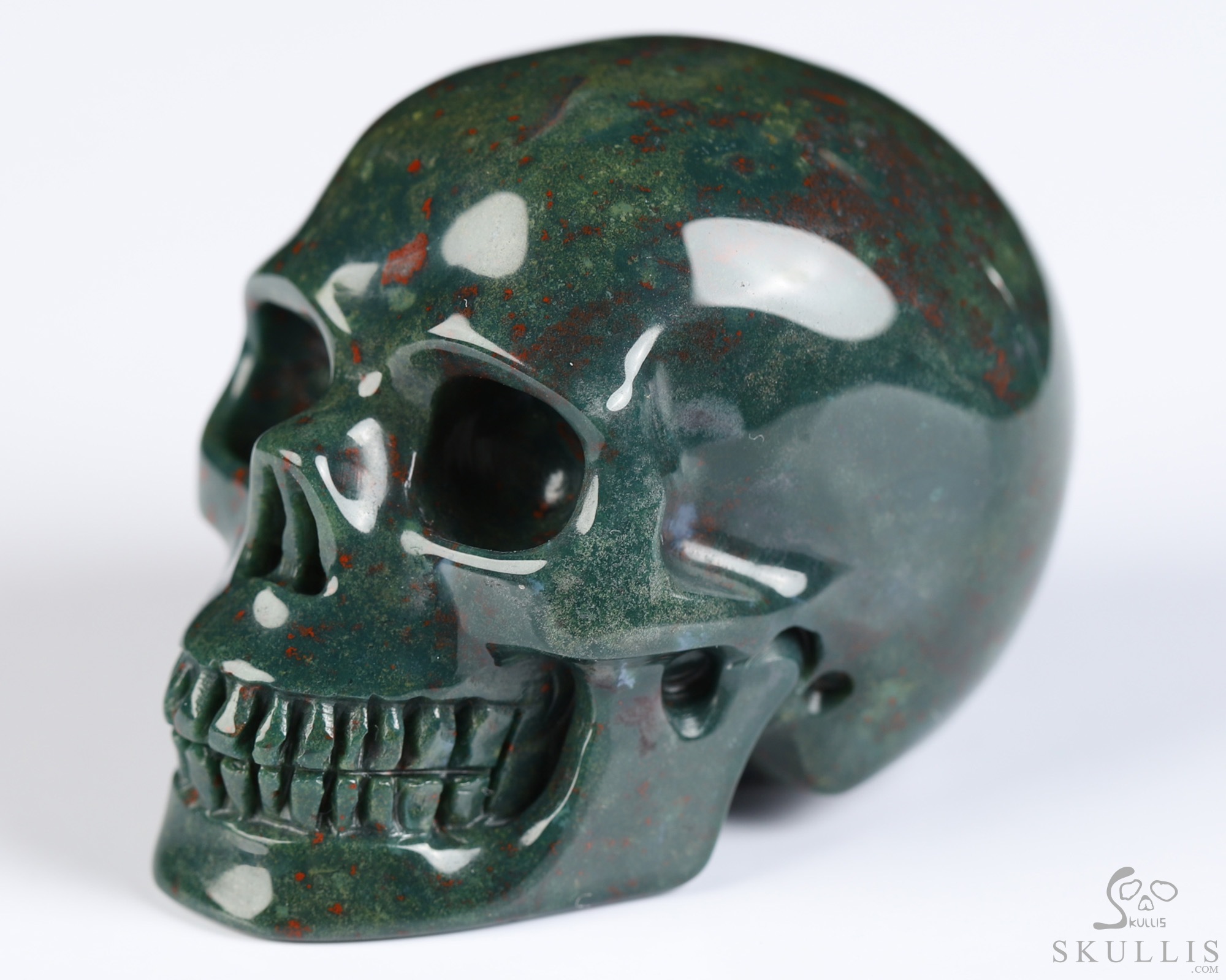 2.0" Bloodstone Hand Carved Crystal Skull, Realistic, Crystal Healing 2.0" Bloodstone Hand Carved Crystal Skull, Realistic, Crystal Healing