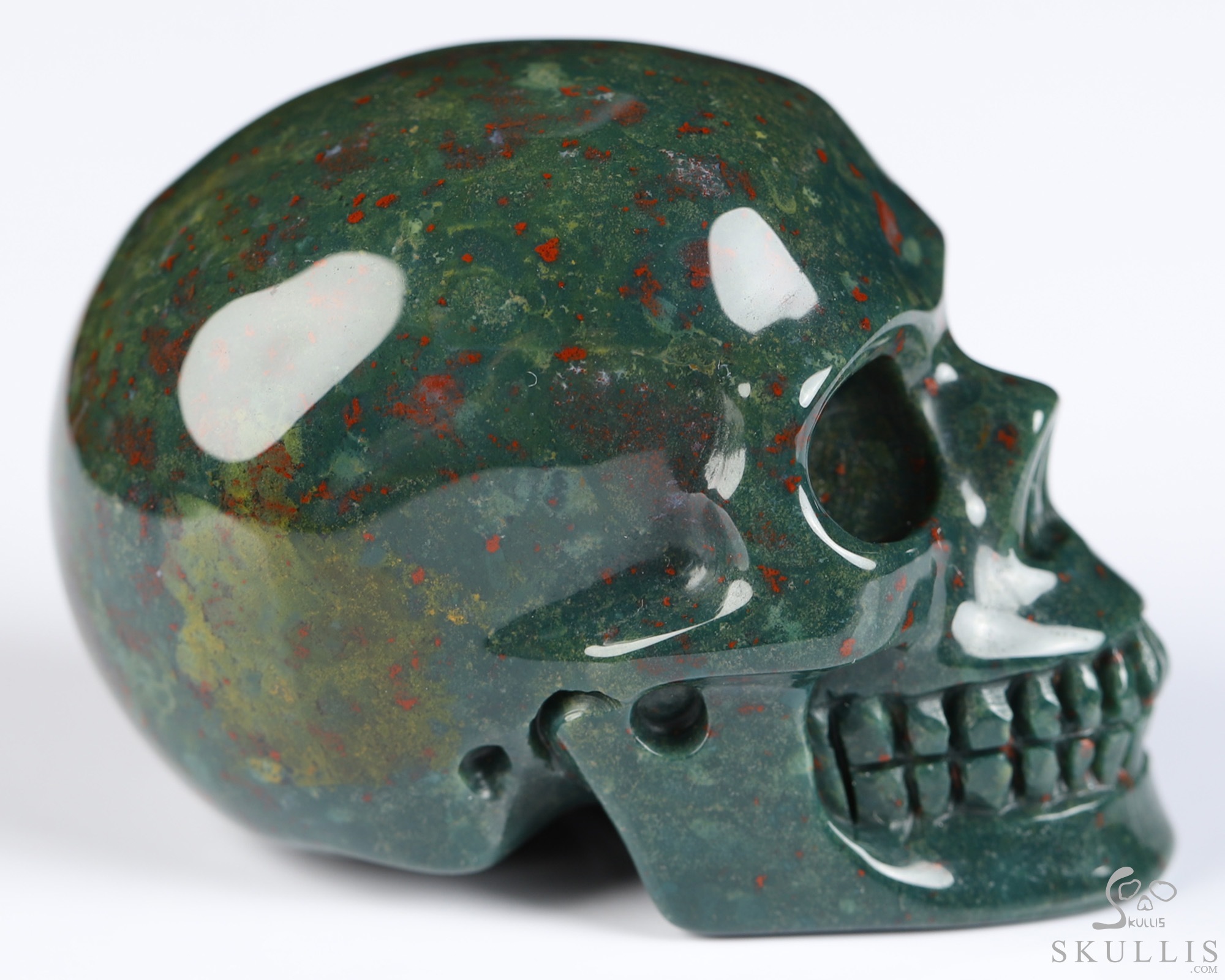 2.0" Bloodstone Hand Carved Crystal Skull, Realistic, Crystal Healing 2.0" Bloodstone Hand Carved Crystal Skull, Realistic, Crystal Healing