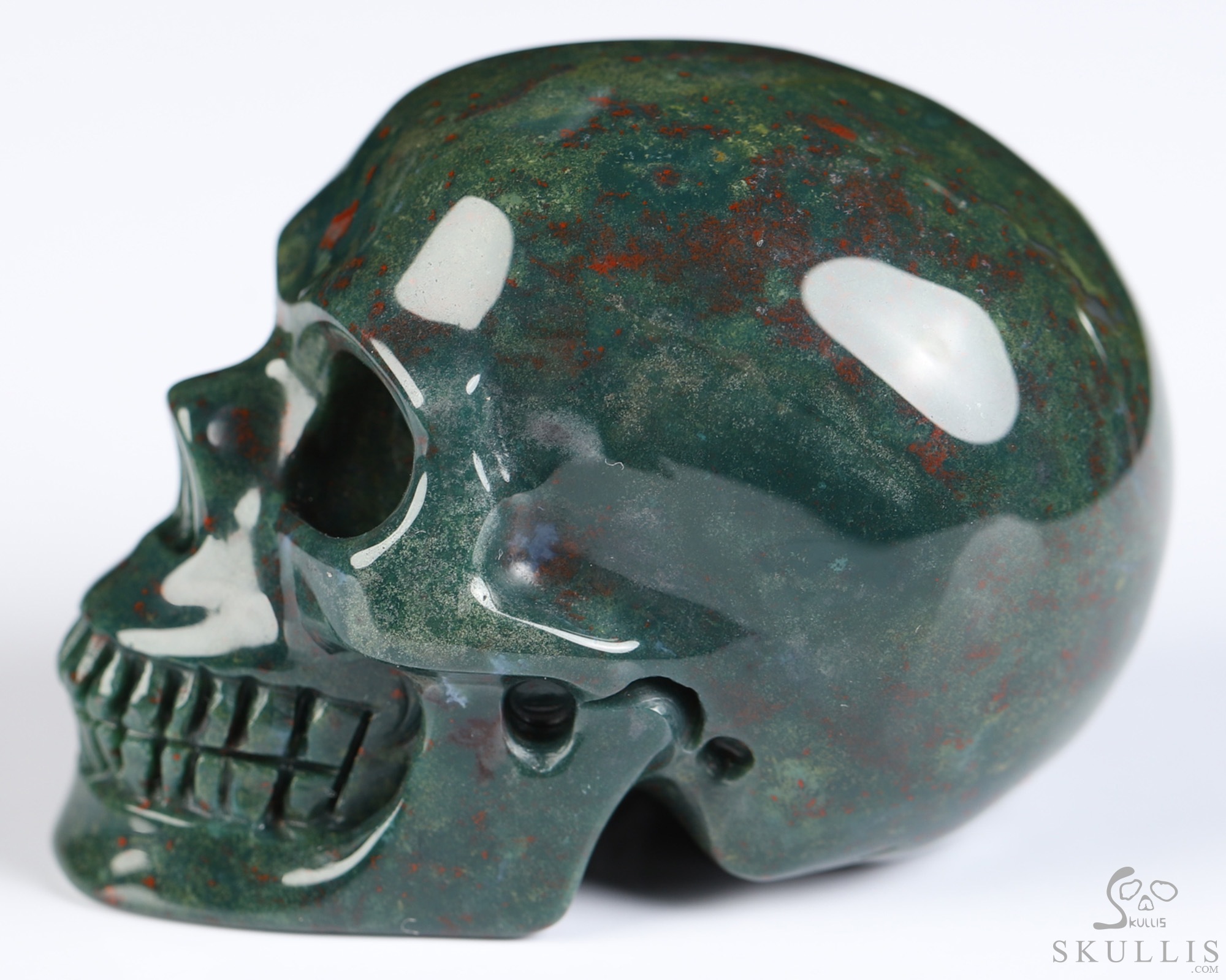 2.0" Bloodstone Hand Carved Crystal Skull, Realistic, Crystal Healing 2.0" Bloodstone Hand Carved Crystal Skull, Realistic, Crystal Healing