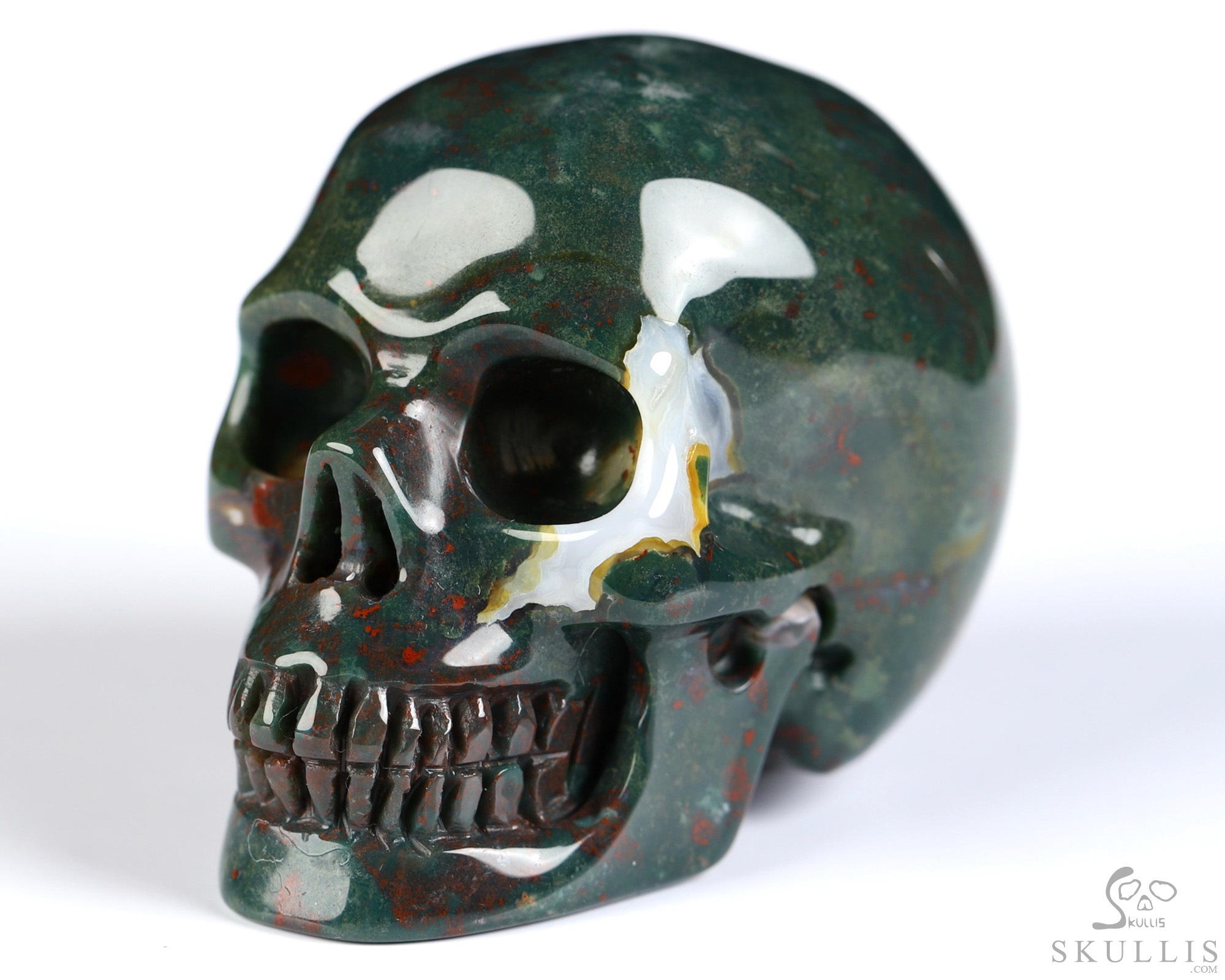 2.0" Bloodstone Hand Carved Crystal Skull, Realistic, Crystal Healing 2.0" Bloodstone Hand Carved Crystal Skull, Realistic, Crystal Healing