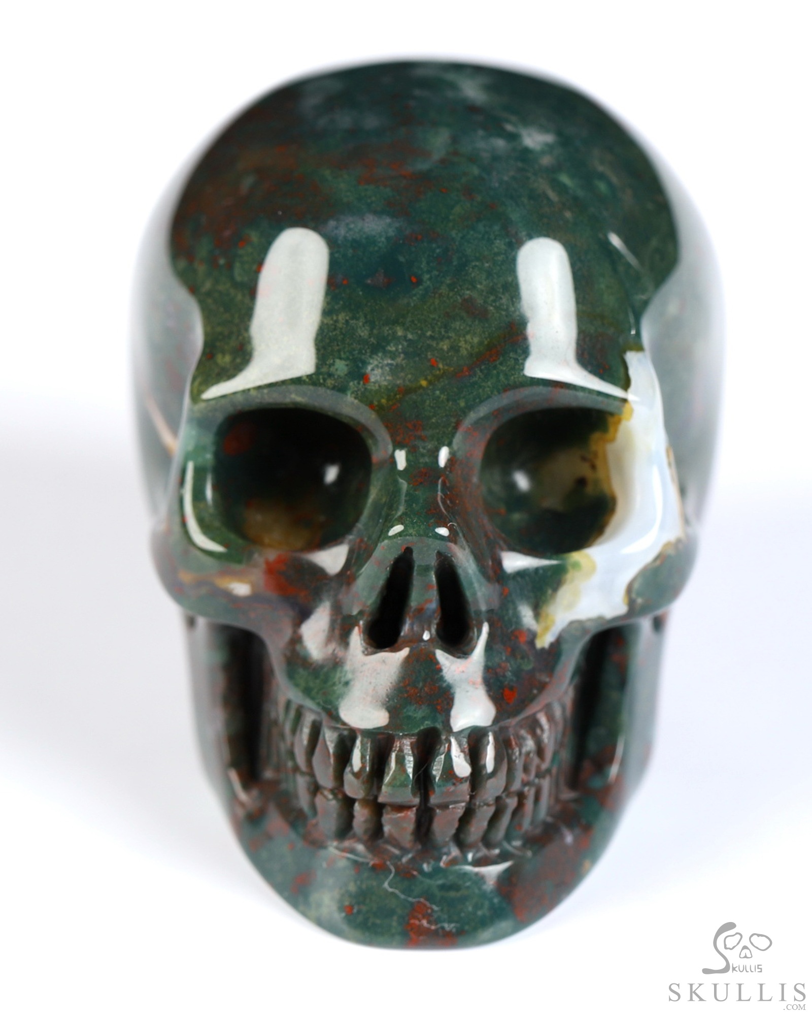 2.0" Bloodstone Hand Carved Crystal Skull, Realistic, Crystal Healing 2.0" Bloodstone Hand Carved Crystal Skull, Realistic, Crystal Healing