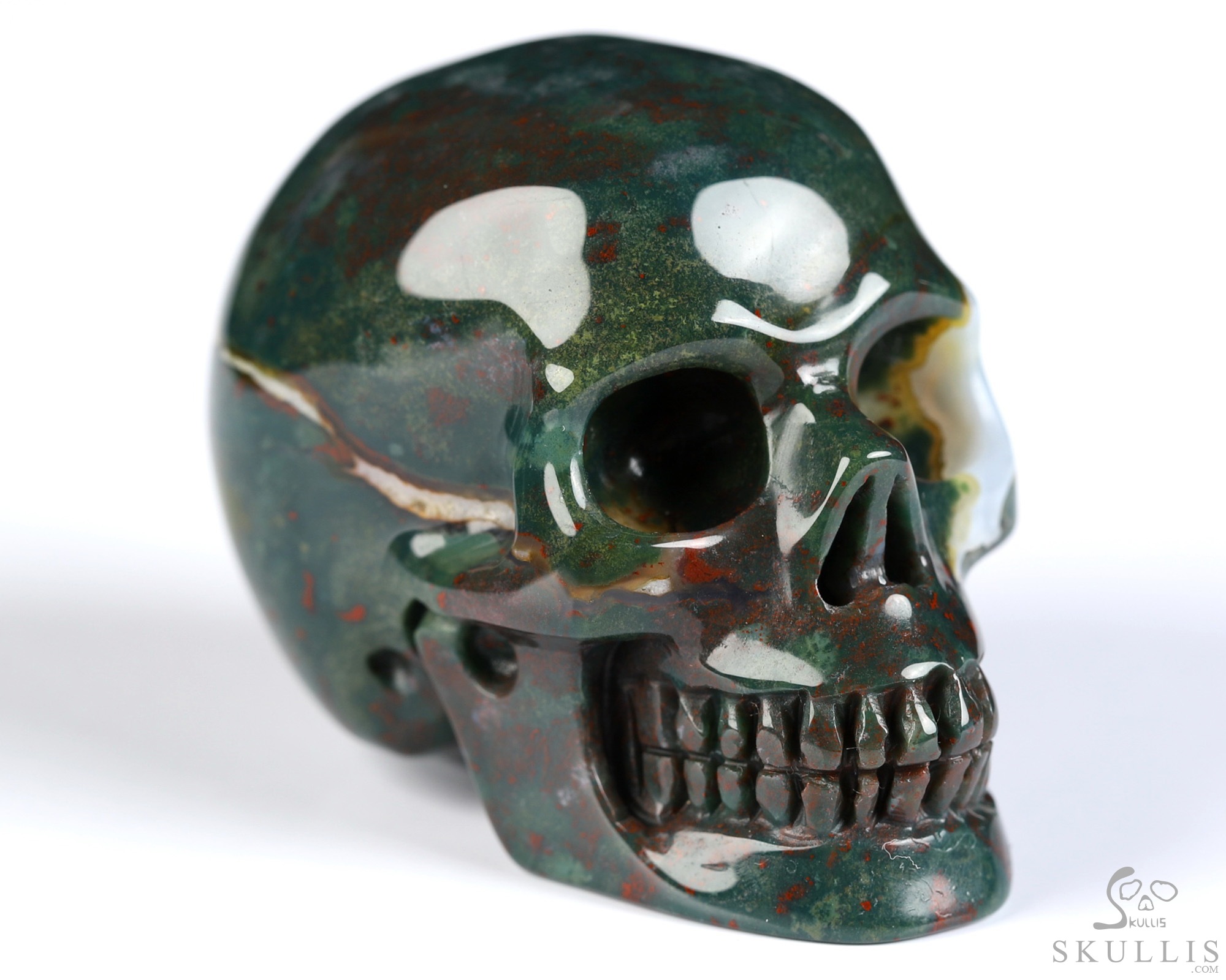 2.0" Bloodstone Hand Carved Crystal Skull, Realistic, Crystal Healing 2.0" Bloodstone Hand Carved Crystal Skull, Realistic, Crystal Healing