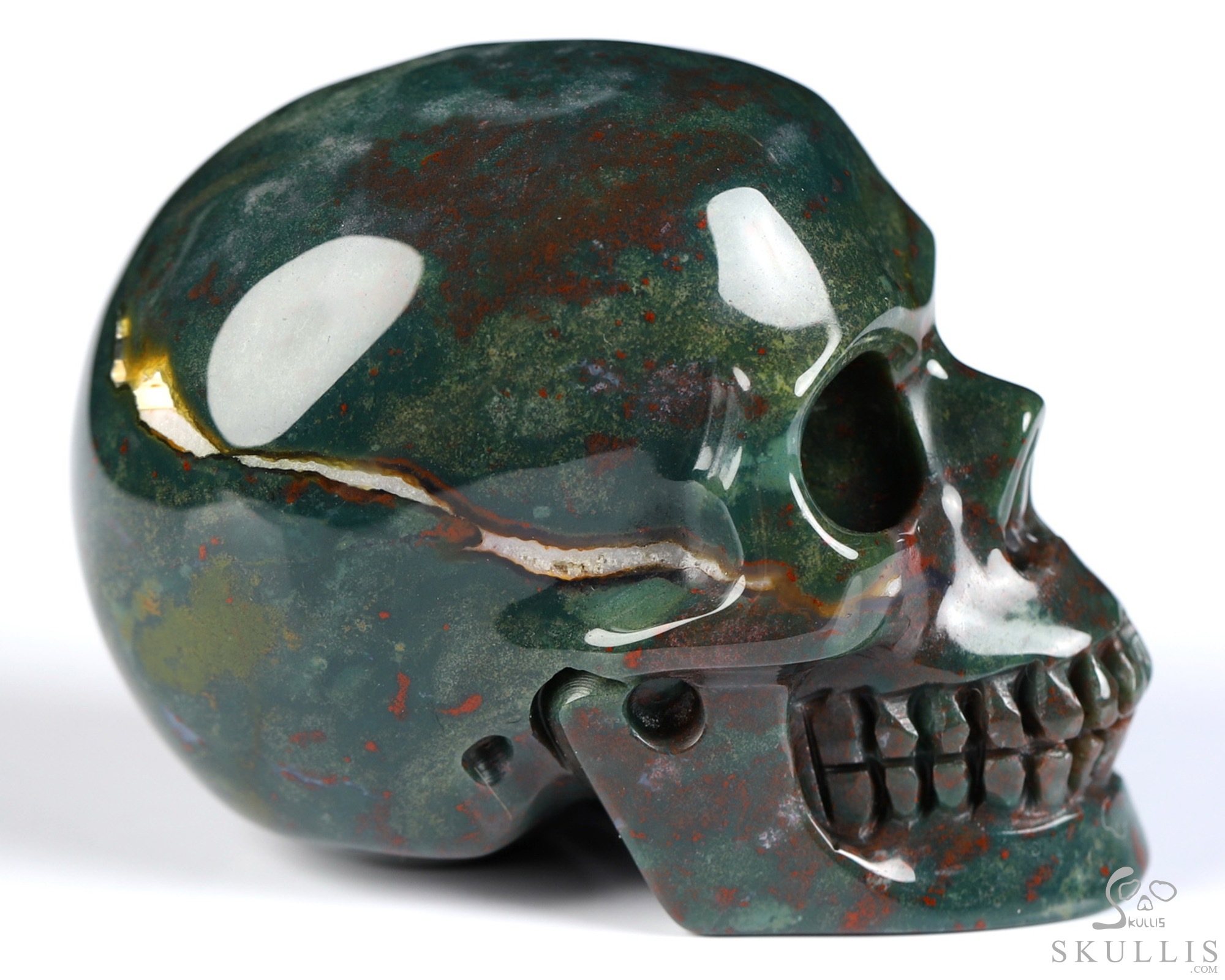 2.0" Bloodstone Hand Carved Crystal Skull, Realistic, Crystal Healing 2.0" Bloodstone Hand Carved Crystal Skull, Realistic, Crystal Healing