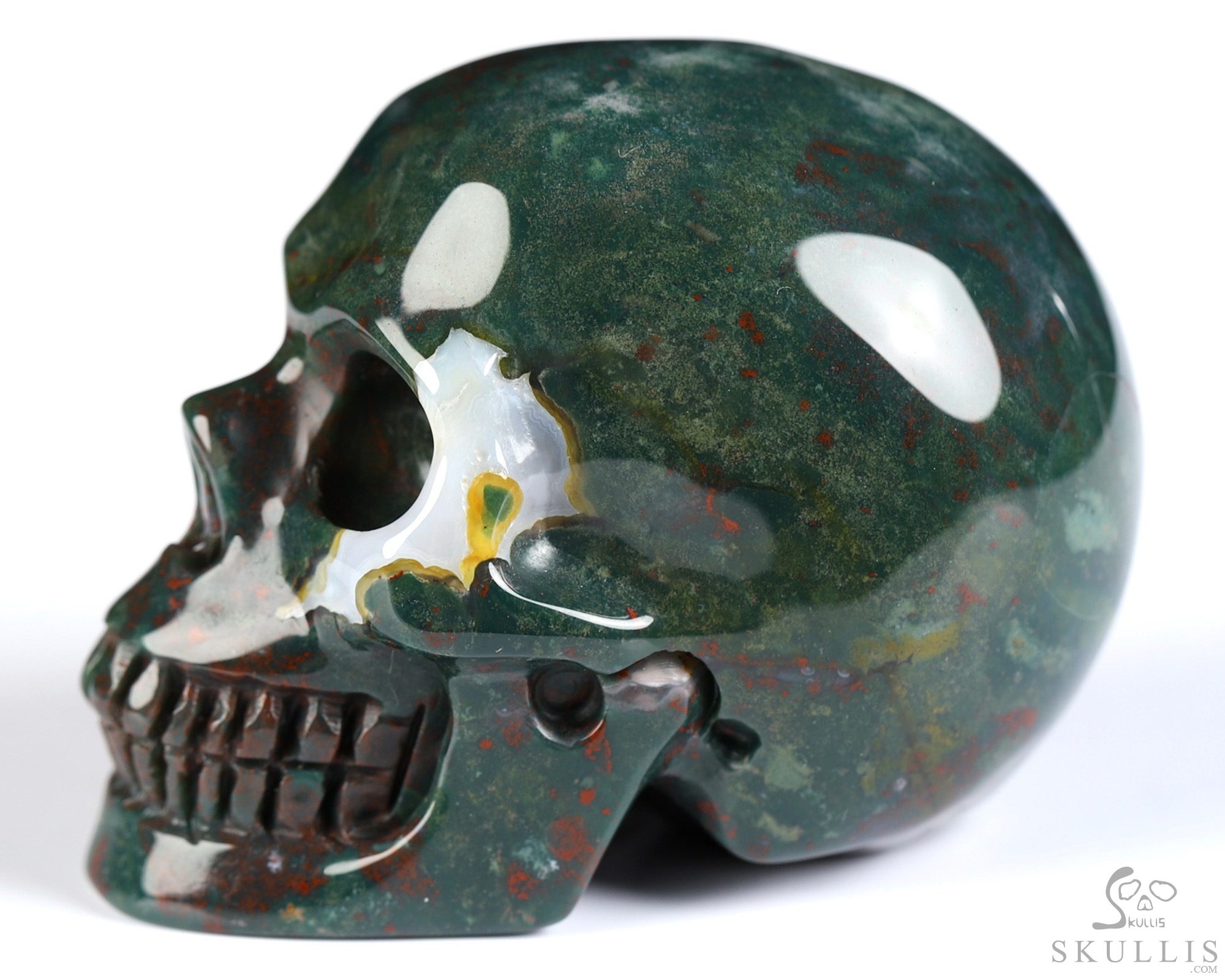 2.0" Bloodstone Hand Carved Crystal Skull, Realistic, Crystal Healing 2.0" Bloodstone Hand Carved Crystal Skull, Realistic, Crystal Healing
