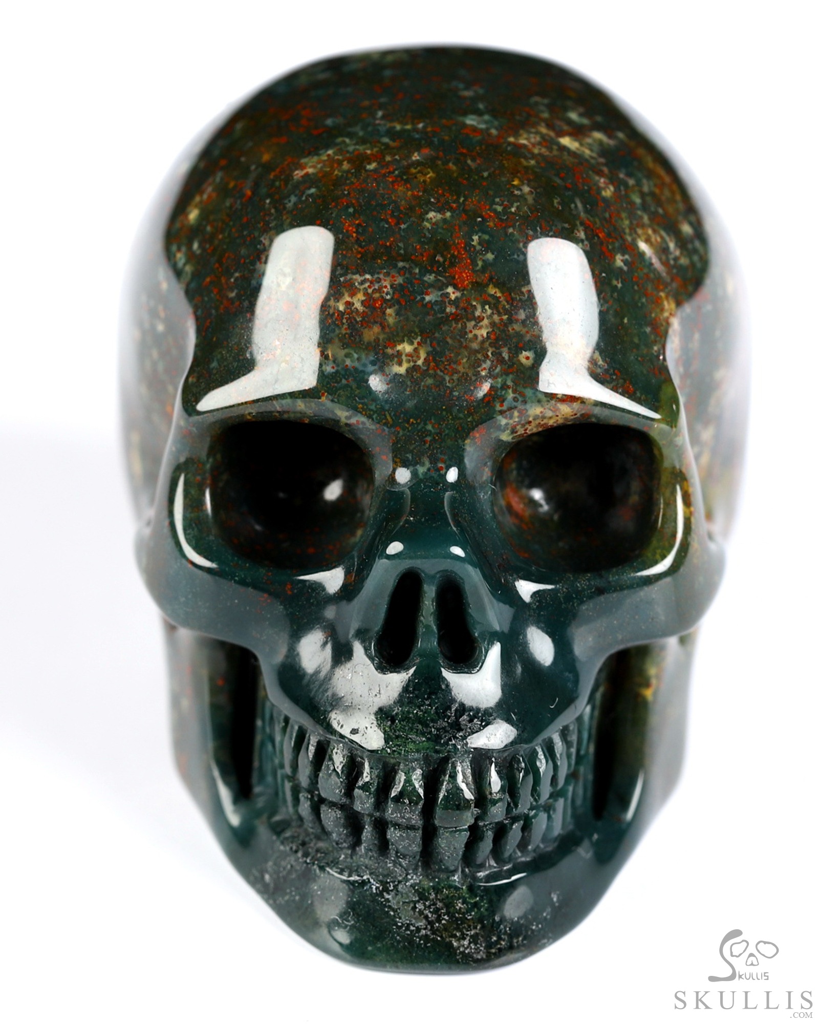 2.0" Bloodstone Hand Carved Crystal Skull, Realistic, Crystal Healing 2.0" Bloodstone Hand Carved Crystal Skull, Realistic, Crystal Healing