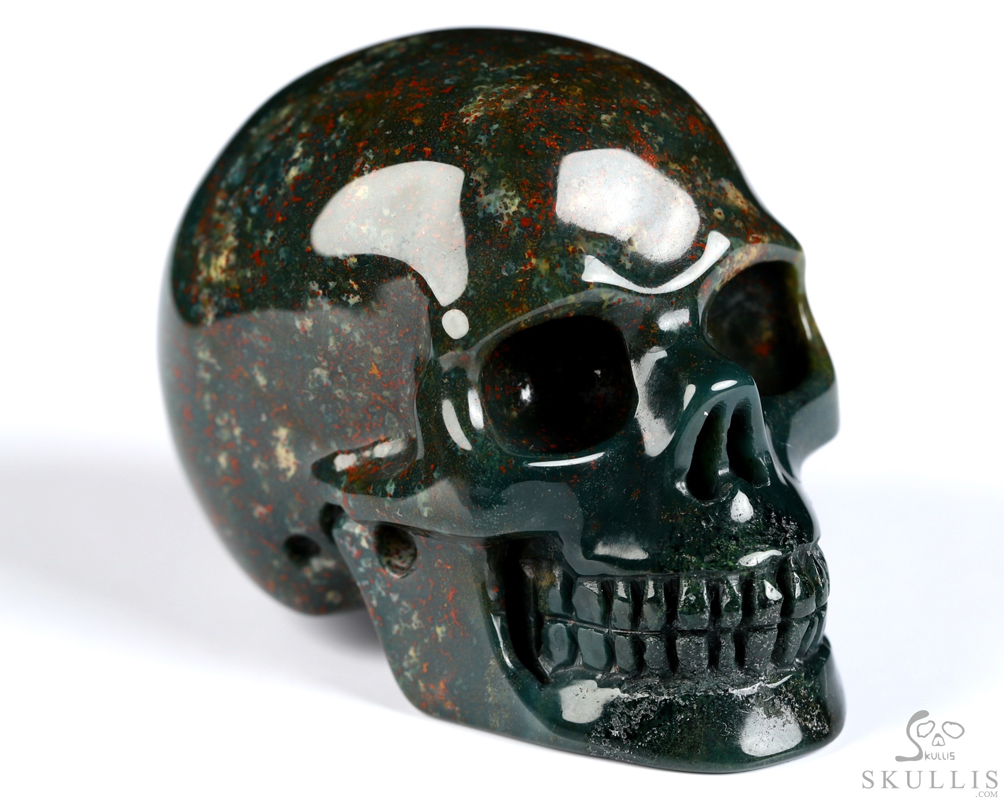 2.0" Bloodstone Hand Carved Crystal Skull, Realistic, Crystal Healing 2.0" Bloodstone Hand Carved Crystal Skull, Realistic, Crystal Healing
