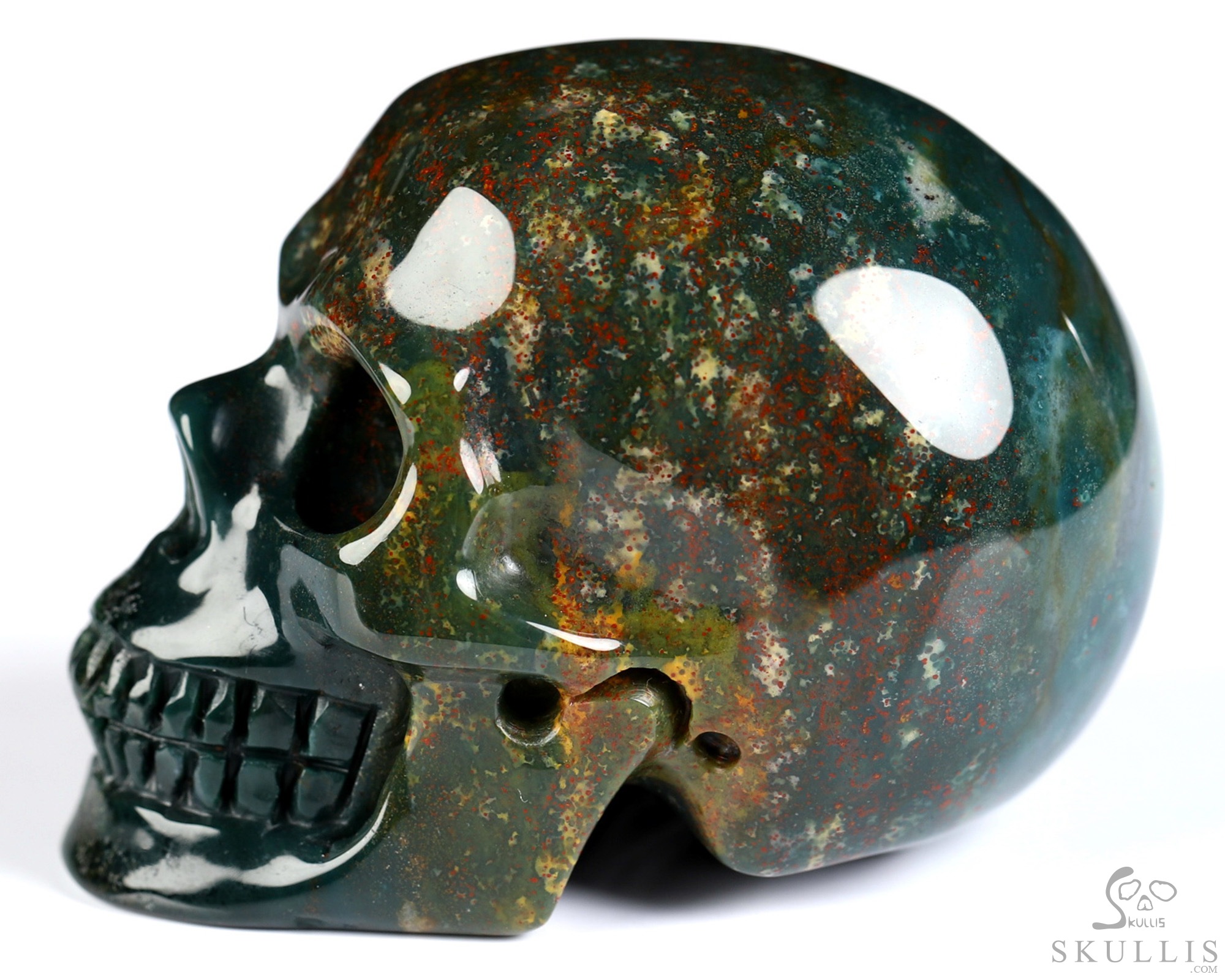 2.0" Bloodstone Hand Carved Crystal Skull, Realistic, Crystal Healing 2.0" Bloodstone Hand Carved Crystal Skull, Realistic, Crystal Healing