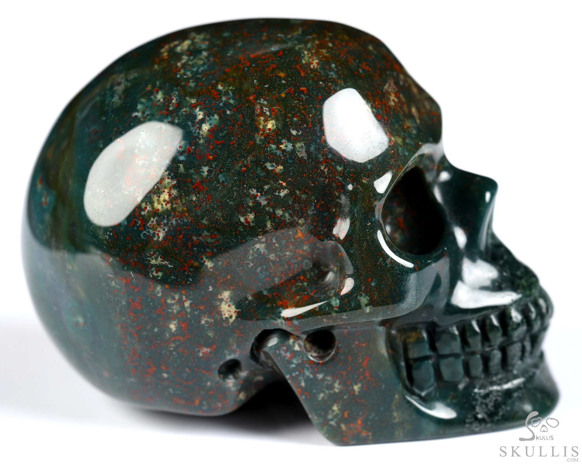 2.0" Bloodstone Hand Carved Crystal Skull, Realistic, Crystal Healing 2.0" Bloodstone Hand Carved Crystal Skull, Realistic, Crystal Healing