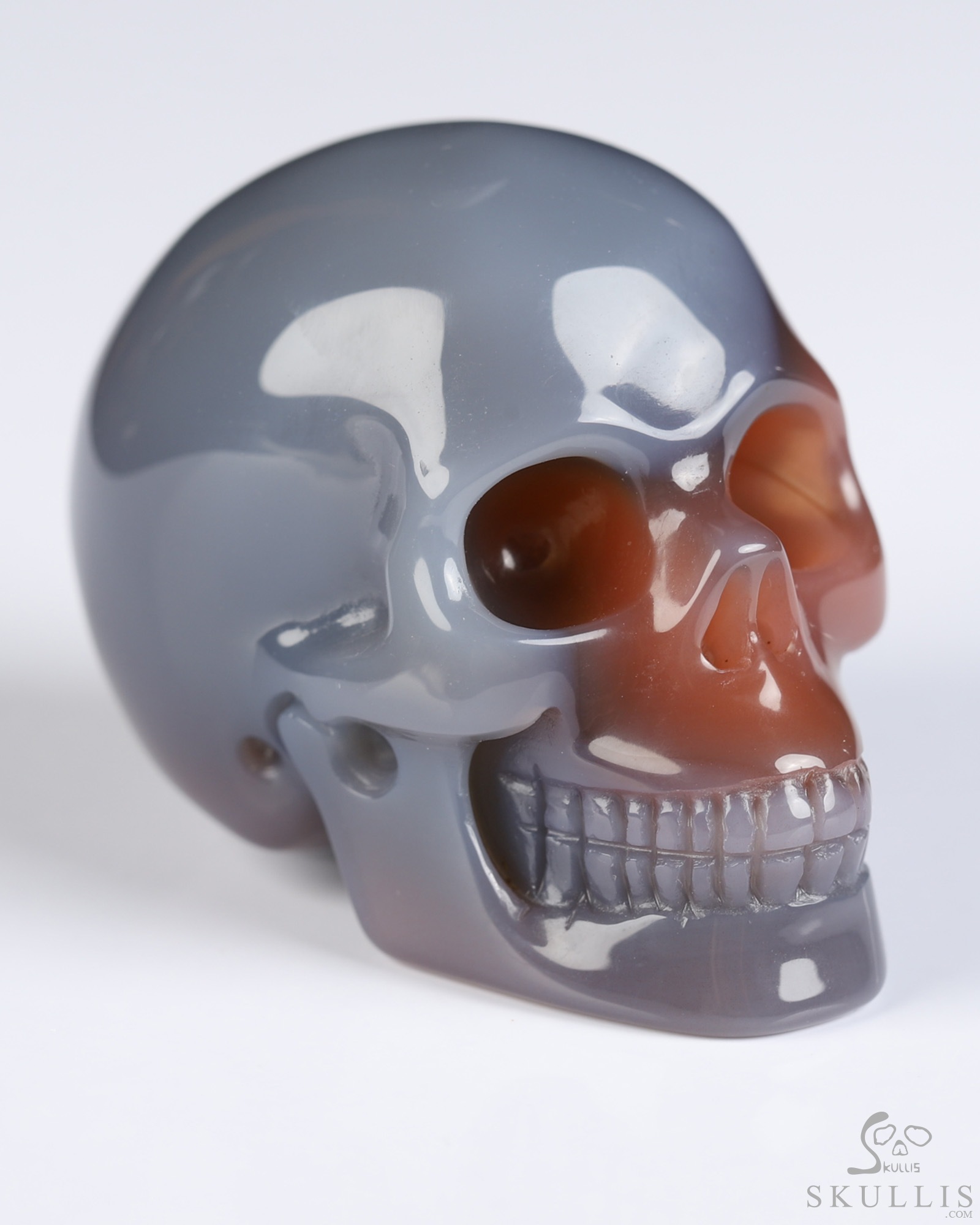 Gemstone 1.8" Mozambique Agate Hand Carved Crystal Skull, Realistic, Crystal Healing Gemstone 1.8" Mozambique Agate Hand Carved Crystal Skull, Realistic, Crystal Healing