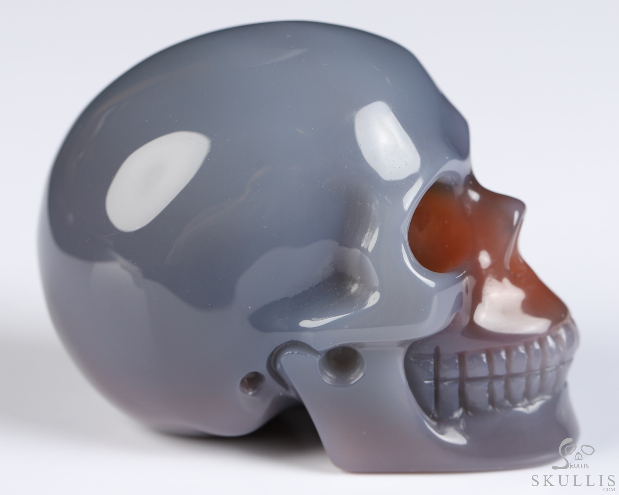 Gemstone 1.8" Mozambique Agate Hand Carved Crystal Skull, Realistic, Crystal Healing Gemstone 1.8" Mozambique Agate Hand Carved Crystal Skull, Realistic, Crystal Healing