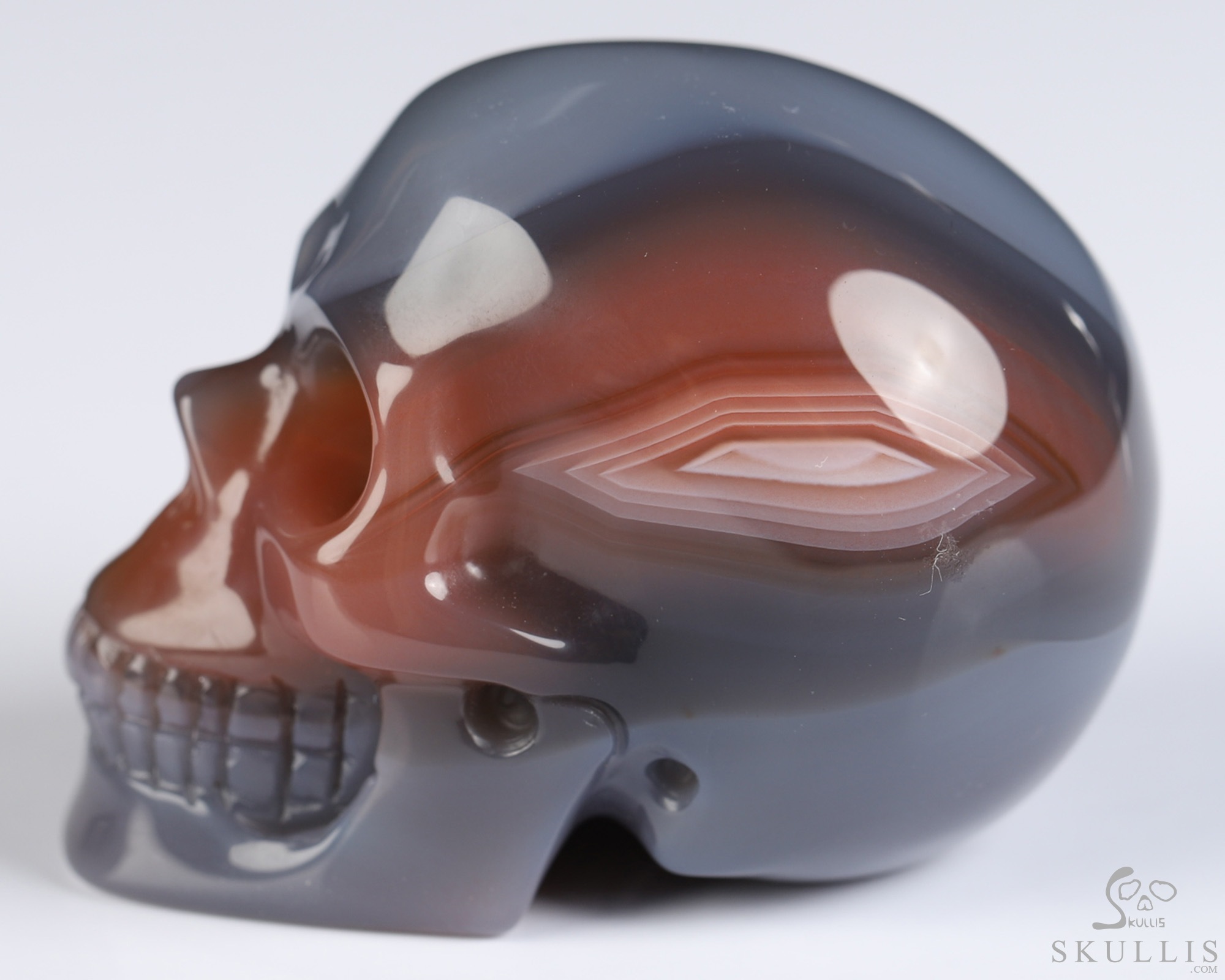 Gemstone 1.8" Mozambique Agate Hand Carved Crystal Skull, Realistic, Crystal Healing Gemstone 1.8" Mozambique Agate Hand Carved Crystal Skull, Realistic, Crystal Healing