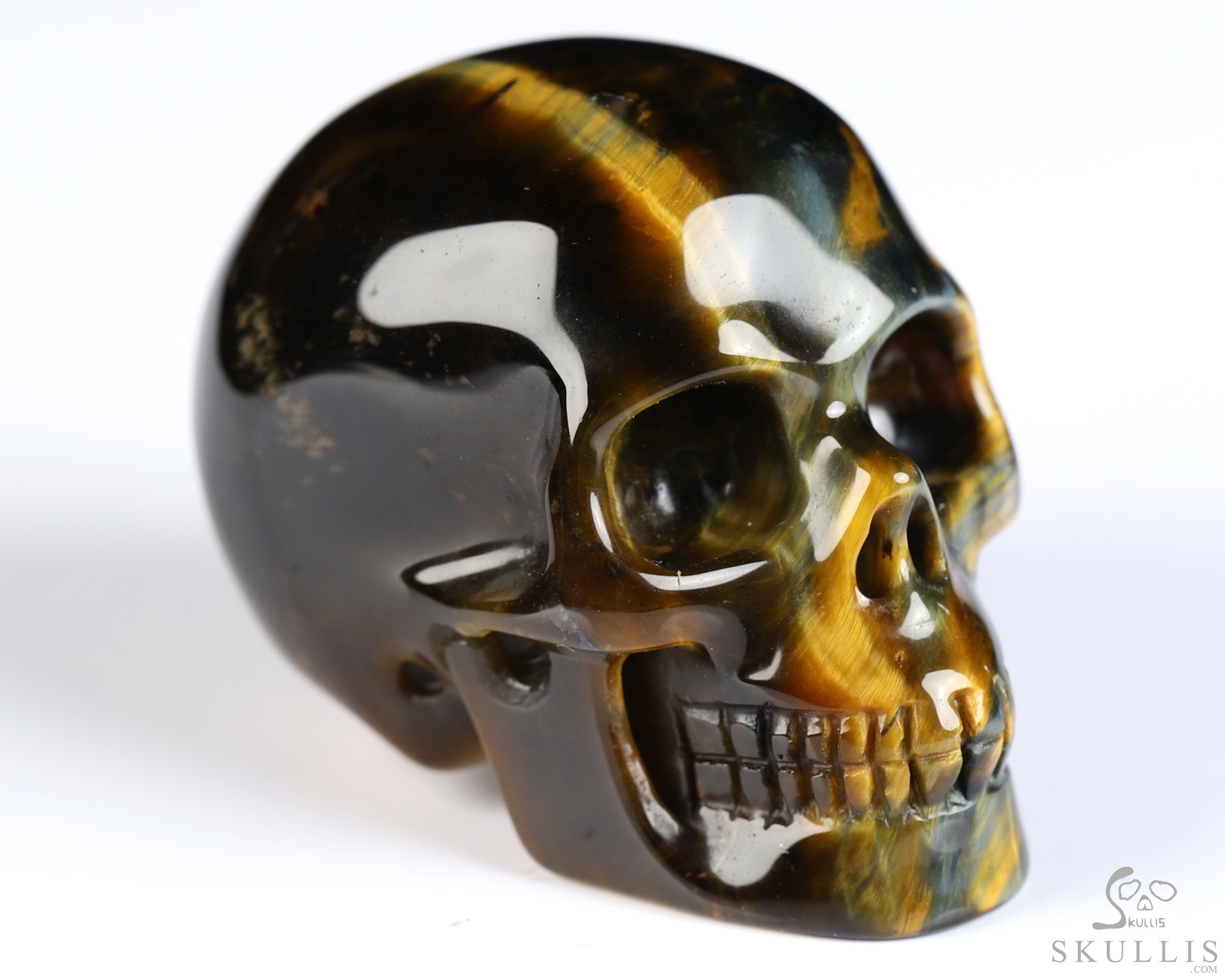 Gemstone 2.0" Blue & Gold Tiger's Eye Hand Carved Crystal Skull, Realistic, Crystal Healing Gemstone 2.0" Blue & Gold Tiger's Eye Hand Carved Crystal Skull, Realistic, Crystal Healing