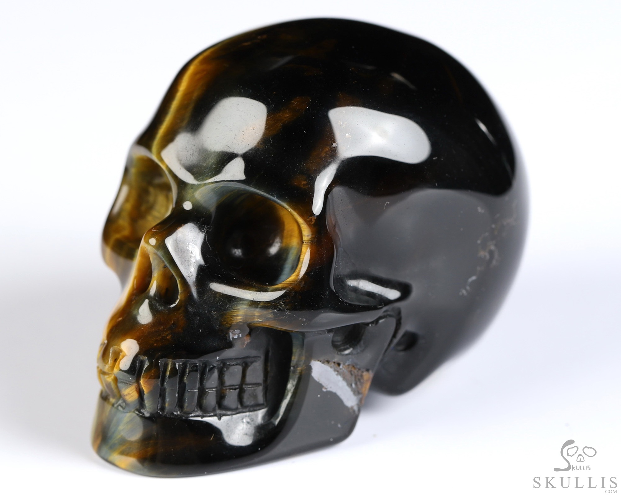 Gemstone 2.0" Blue & Gold Tiger's Eye Hand Carved Crystal Skull, Realistic, Crystal Healing Gemstone 2.0" Blue & Gold Tiger's Eye Hand Carved Crystal Skull, Realistic, Crystal Healing