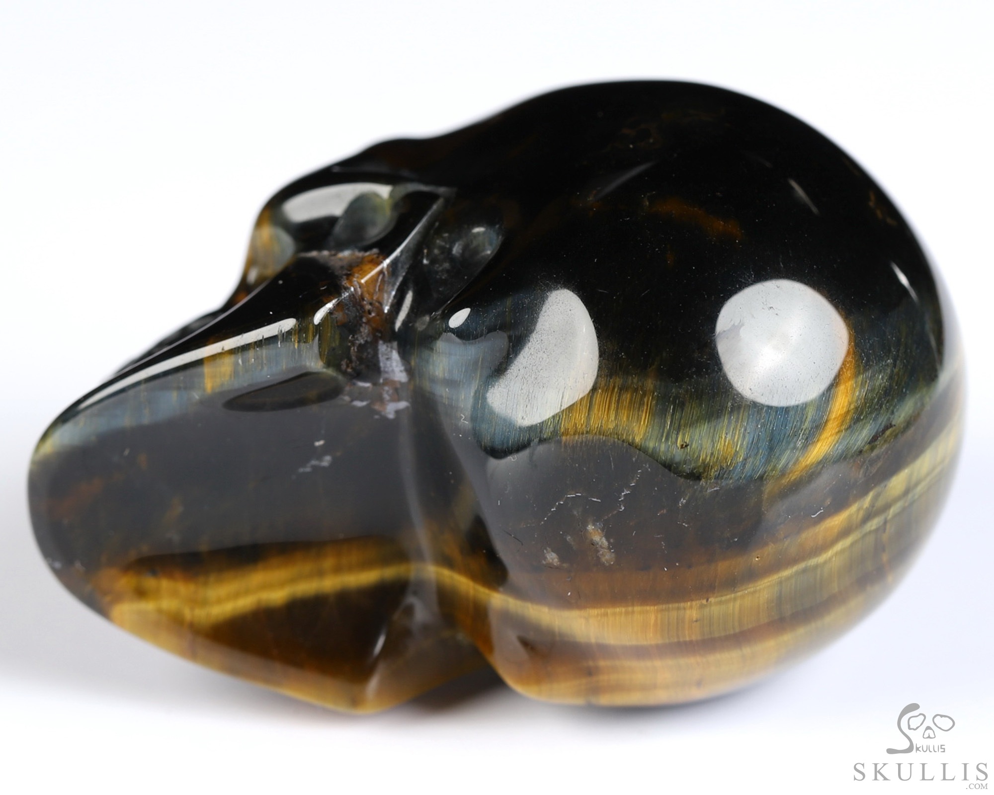 Gemstone 2.0" Blue & Gold Tiger's Eye Hand Carved Crystal Skull, Realistic, Crystal Healing Gemstone 2.0" Blue & Gold Tiger's Eye Hand Carved Crystal Skull, Realistic, Crystal Healing