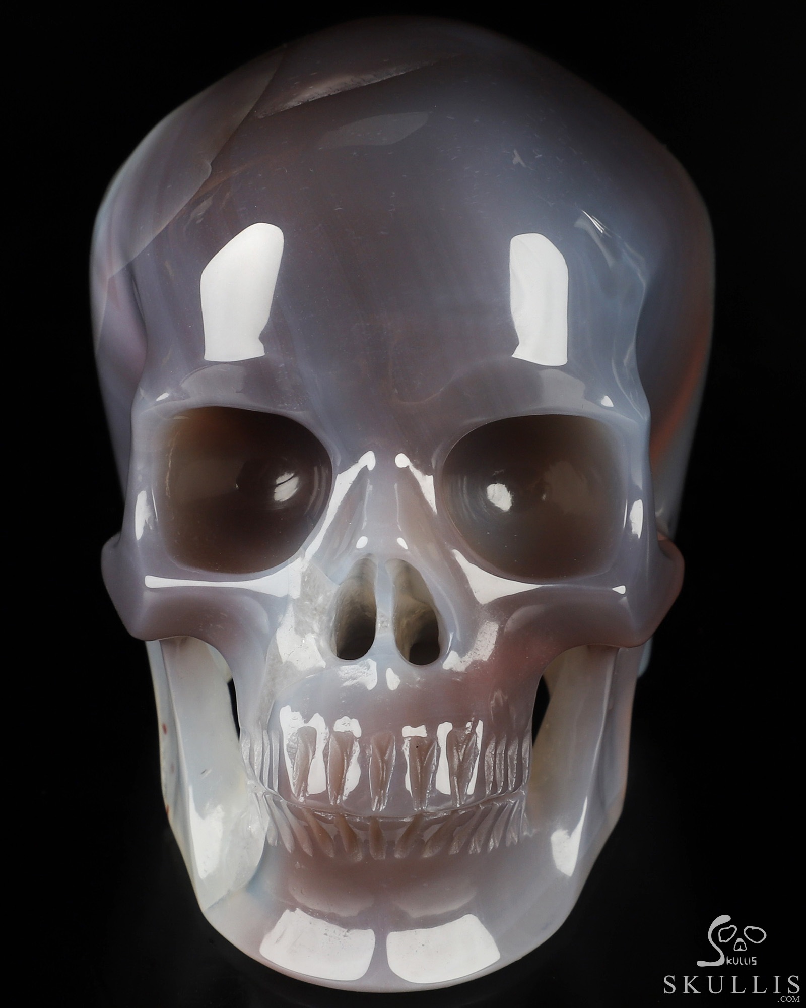 Gemstone 3.5" Mozambique Agate Hand Carved Crystal Skull, Super Realistic, Crystal Healing Gemstone 3.5" Mozambique Agate Hand Carved Crystal Skull, Super Realistic, Crystal Healing