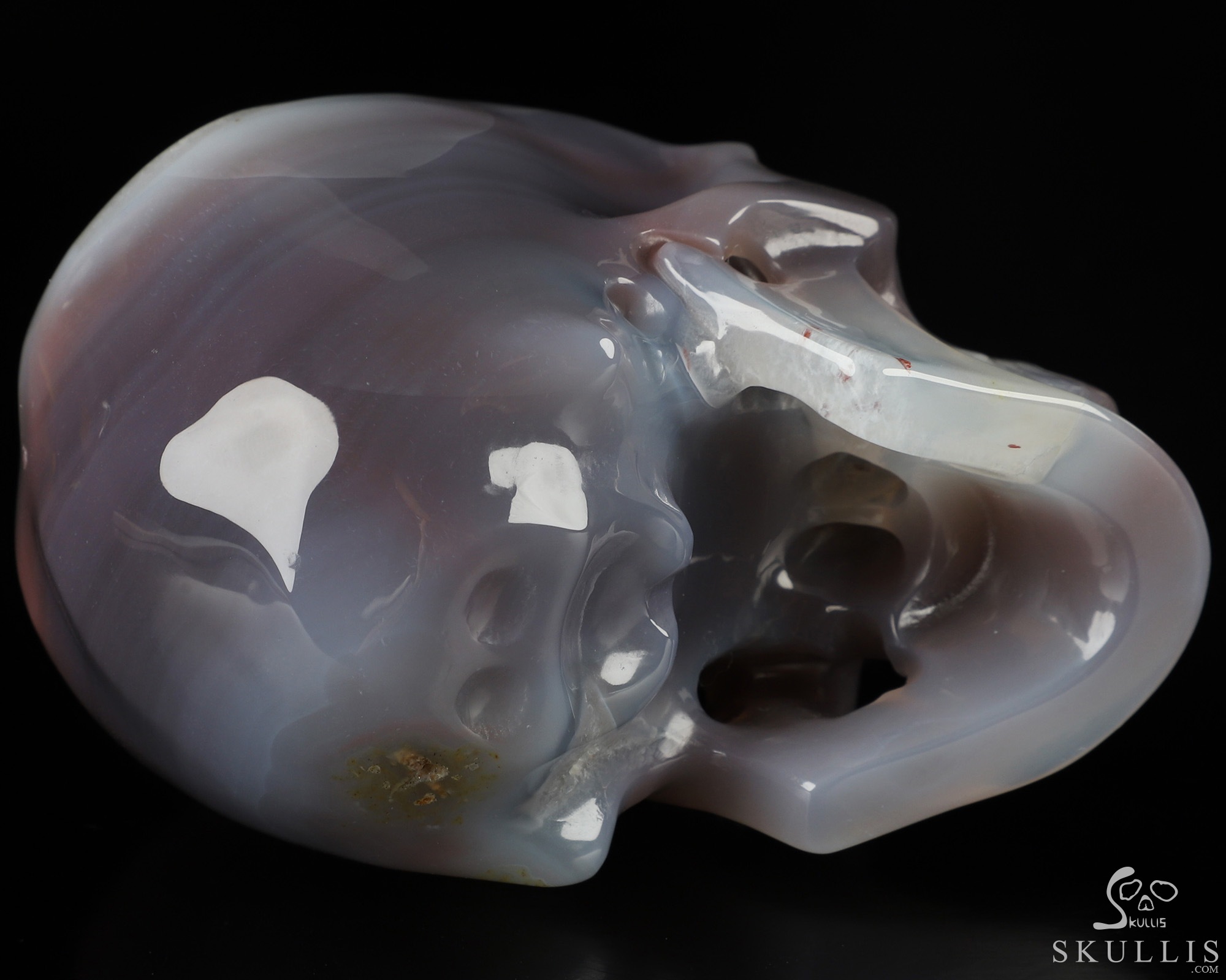 Gemstone 3.5" Mozambique Agate Hand Carved Crystal Skull, Super Realistic, Crystal Healing Gemstone 3.5" Mozambique Agate Hand Carved Crystal Skull, Super Realistic, Crystal Healing