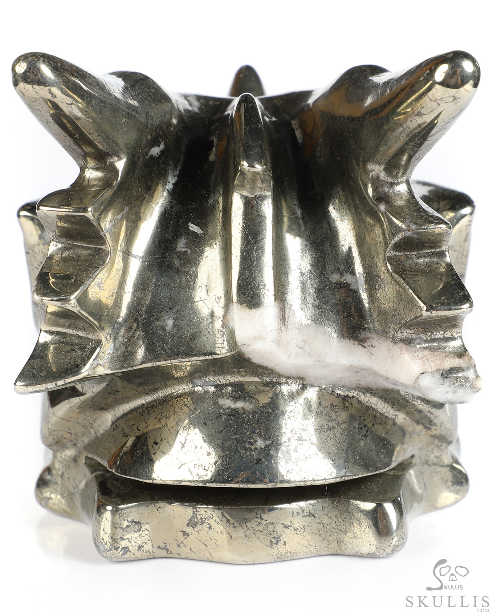 5.1" Pyrite Hand Carved Crystal Dragon Skull Sculpture, Crystal Healing 5.1" Pyrite Hand Carved Crystal Dragon Skull Sculpture, Crystal Healing
