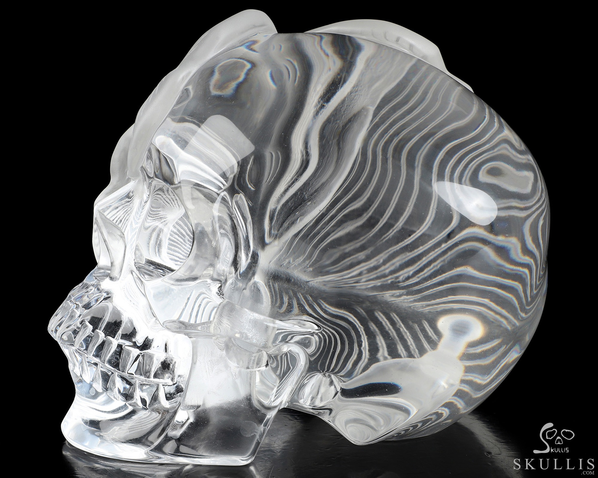 6.0" K9 Crystal Hand Carved Crystal Skull and Flower Fine Art Sculpture, Crystal Healing 6.0" K9 Crystal Hand Carved Crystal Skull and Flower Fine Art Sculpture, Crystal Healing