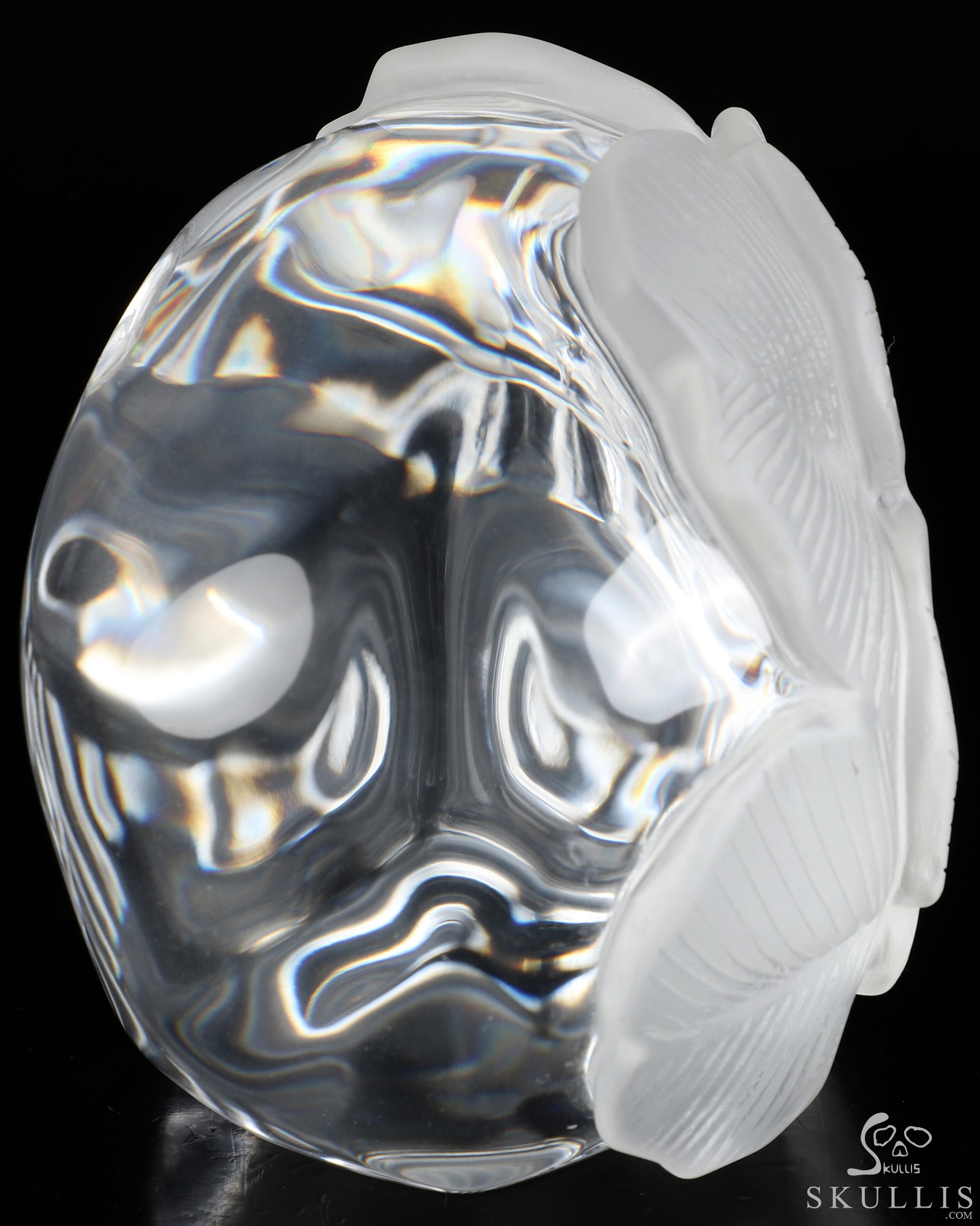 6.0" K9 Crystal Hand Carved Crystal Skull and Flower Fine Art Sculpture, Crystal Healing 6.0" K9 Crystal Hand Carved Crystal Skull and Flower Fine Art Sculpture, Crystal Healing