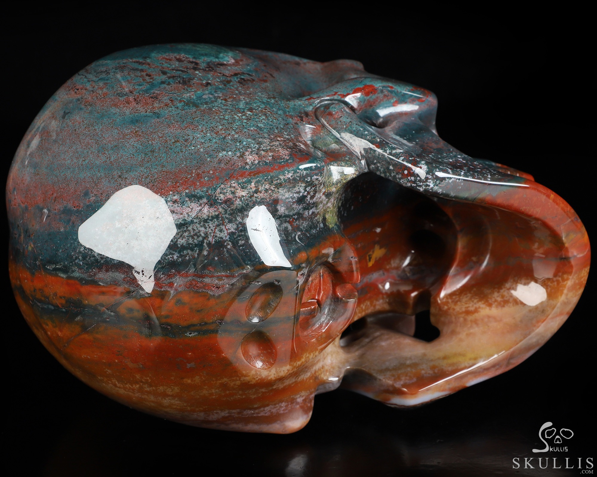 Lifesized 6.9" Bloodstone Hand Carved Crystal Skull, Super Realistic, Crystal Healing Lifesized 6.9" Bloodstone Hand Carved Crystal Skull, Super Realistic, Crystal Healing