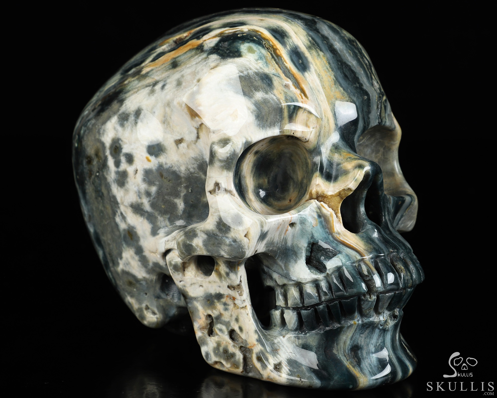 4.7" Ocean Jasper Hand Carved Crystal Skull, Super Realistic, Crystal Healing 4.7" Ocean Jasper Hand Carved Crystal Skull, Super Realistic, Crystal Healing