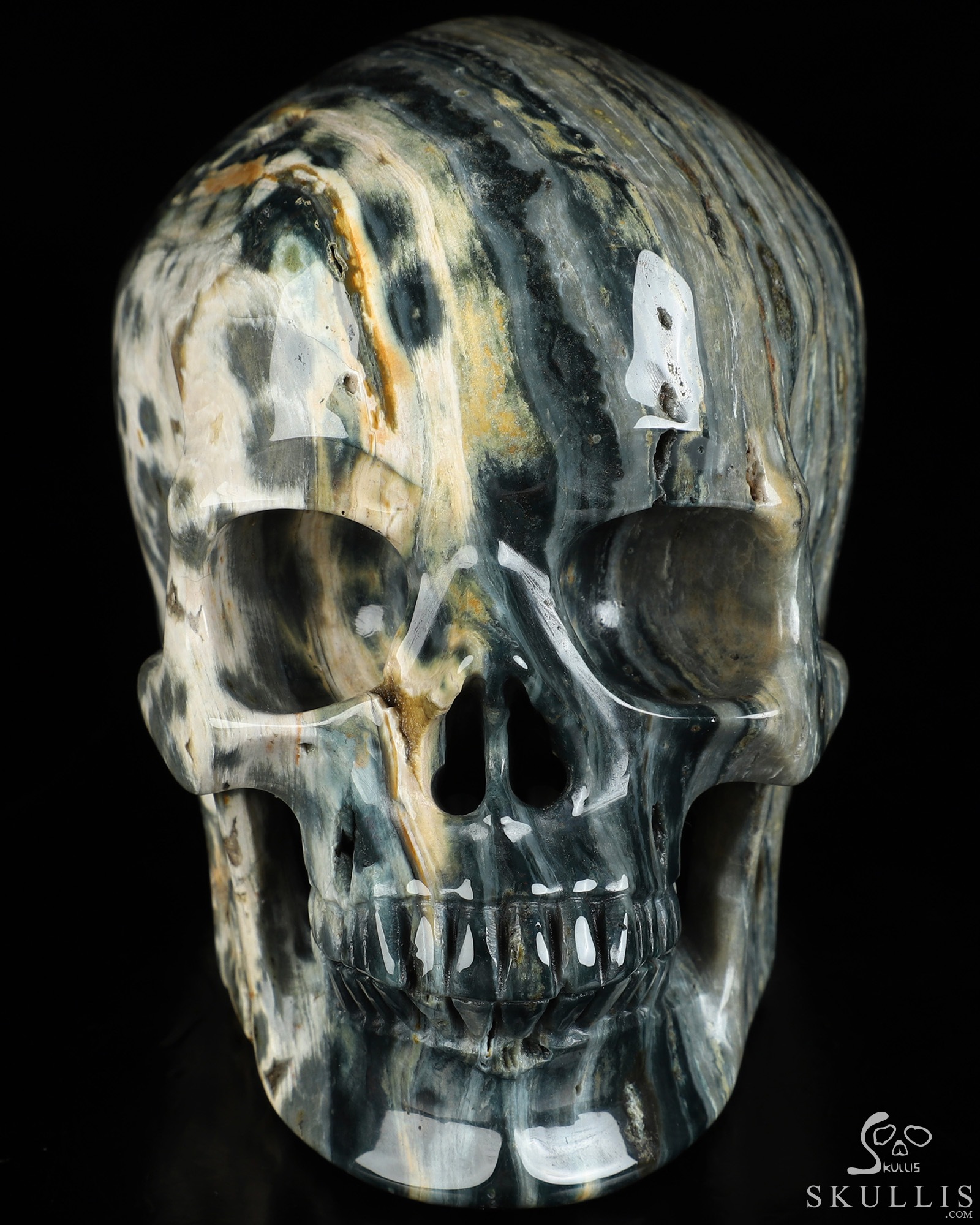 4.7" Ocean Jasper Hand Carved Crystal Skull, Super Realistic, Crystal Healing 4.7" Ocean Jasper Hand Carved Crystal Skull, Super Realistic, Crystal Healing