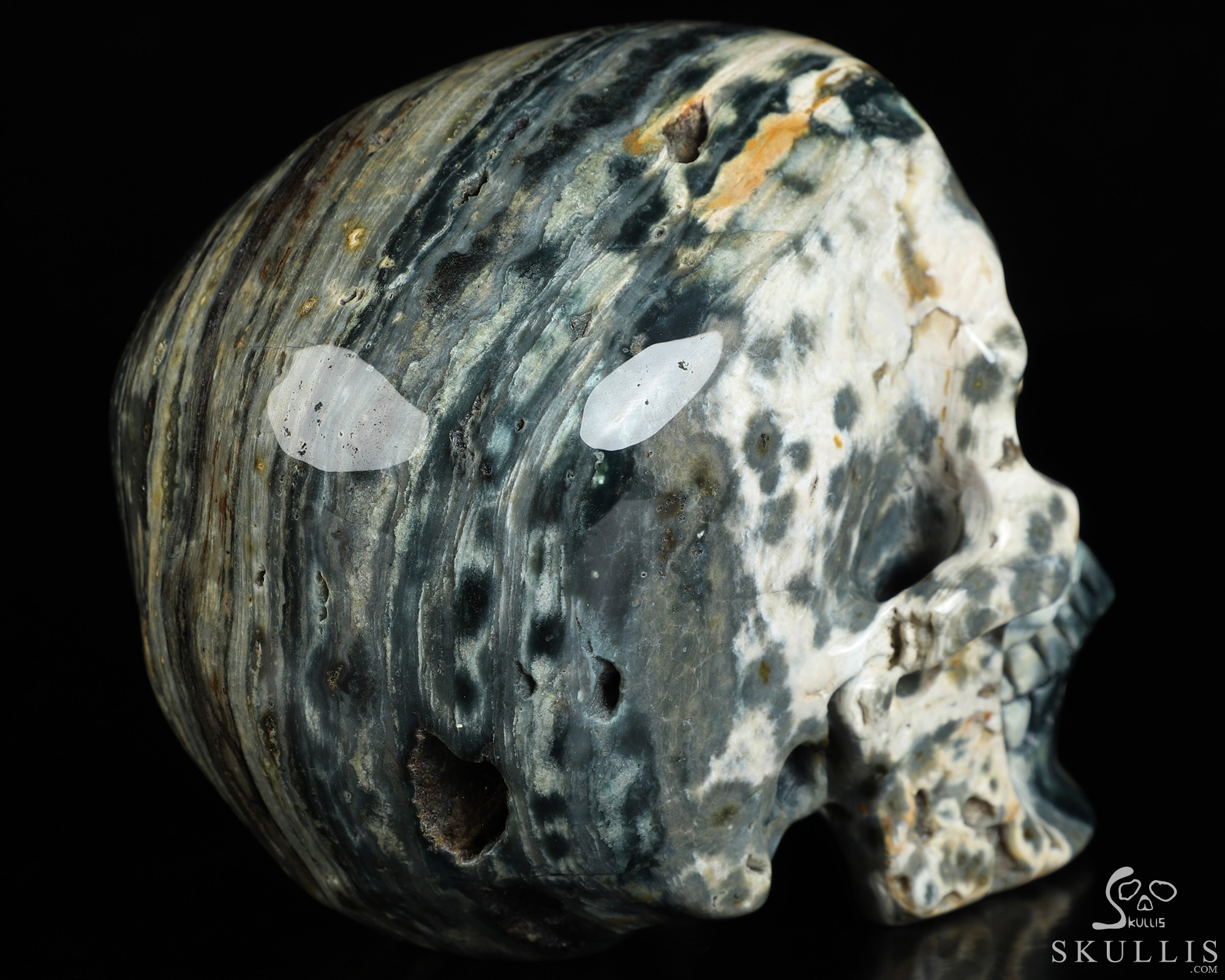 4.7" Ocean Jasper Hand Carved Crystal Skull, Super Realistic, Crystal Healing 4.7" Ocean Jasper Hand Carved Crystal Skull, Super Realistic, Crystal Healing