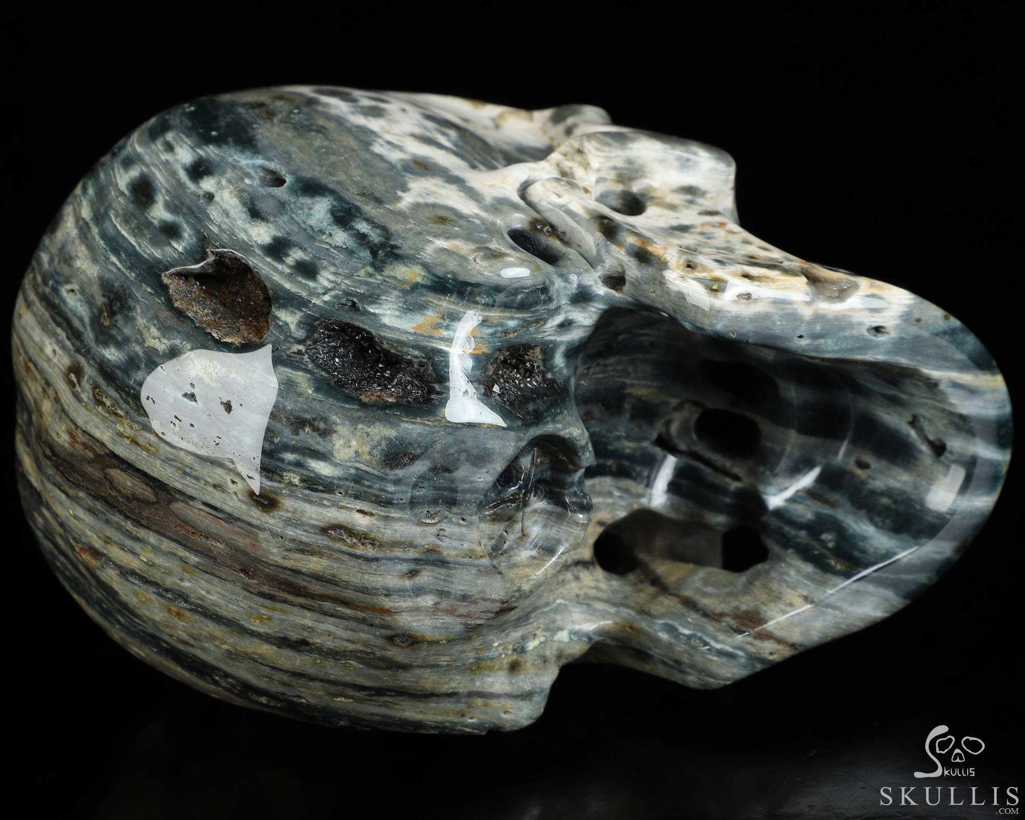4.7" Ocean Jasper Hand Carved Crystal Skull, Super Realistic, Crystal Healing 4.7" Ocean Jasper Hand Carved Crystal Skull, Super Realistic, Crystal Healing