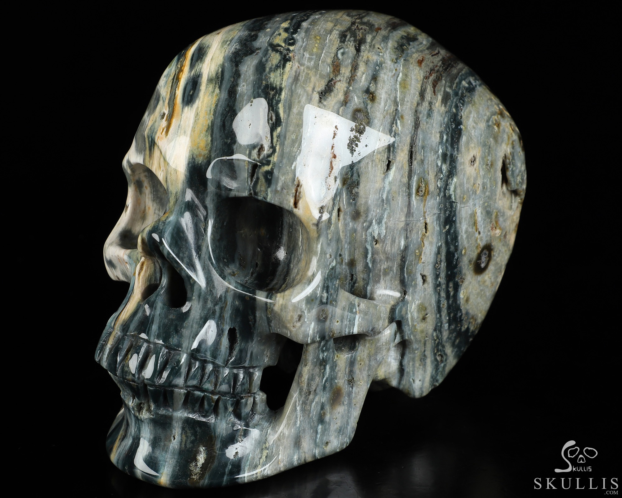 4.7" Ocean Jasper Hand Carved Crystal Skull, Super Realistic, Crystal Healing 4.7" Ocean Jasper Hand Carved Crystal Skull, Super Realistic, Crystal Healing