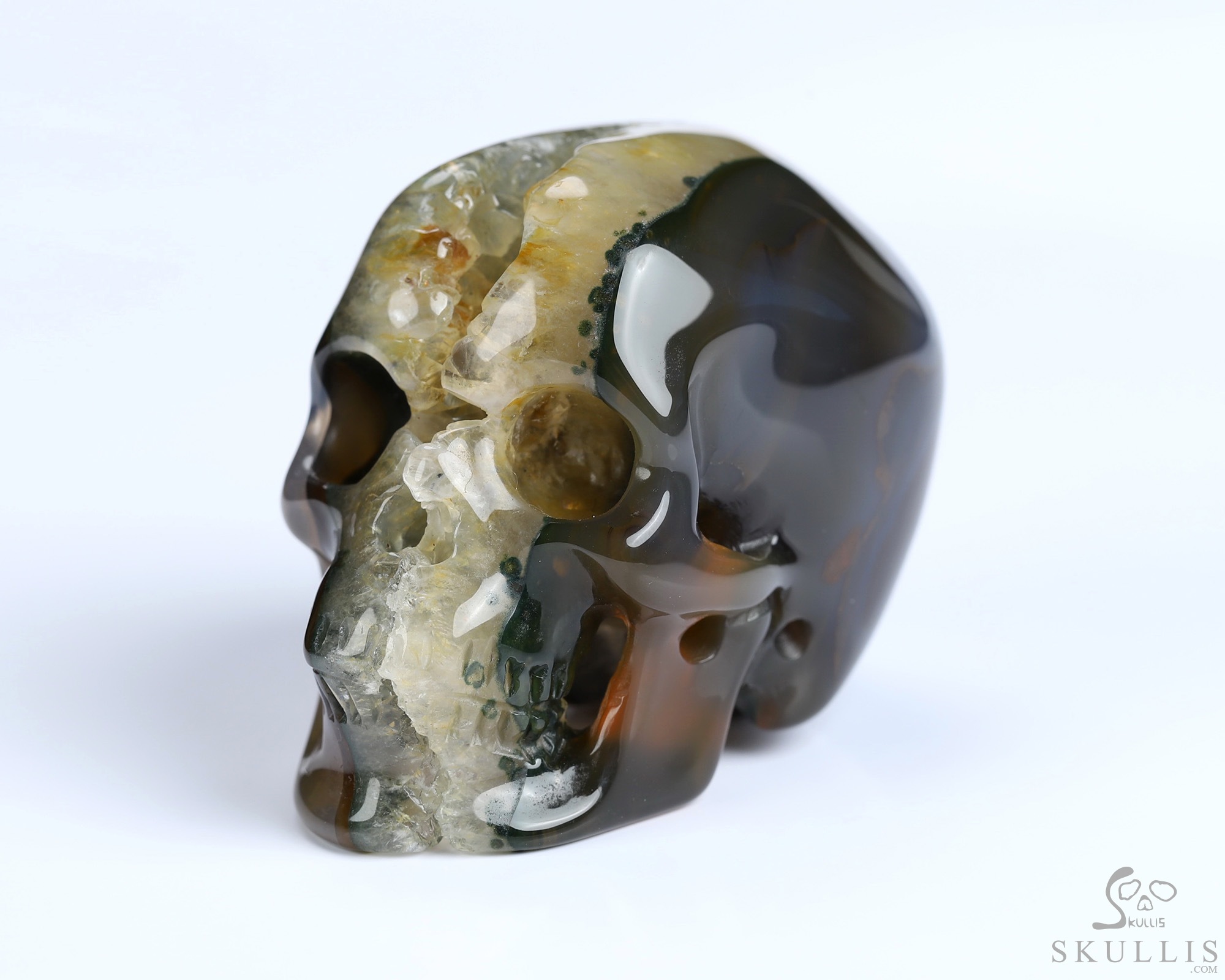 1.8" Premium Brazilian Agate Geode Hand Carved Crystal Skull, Super Realistic, Crystal Healing 1.8" Premium Brazilian Agate Geode Hand Carved Crystal Skull, Super Realistic, Crystal Healing