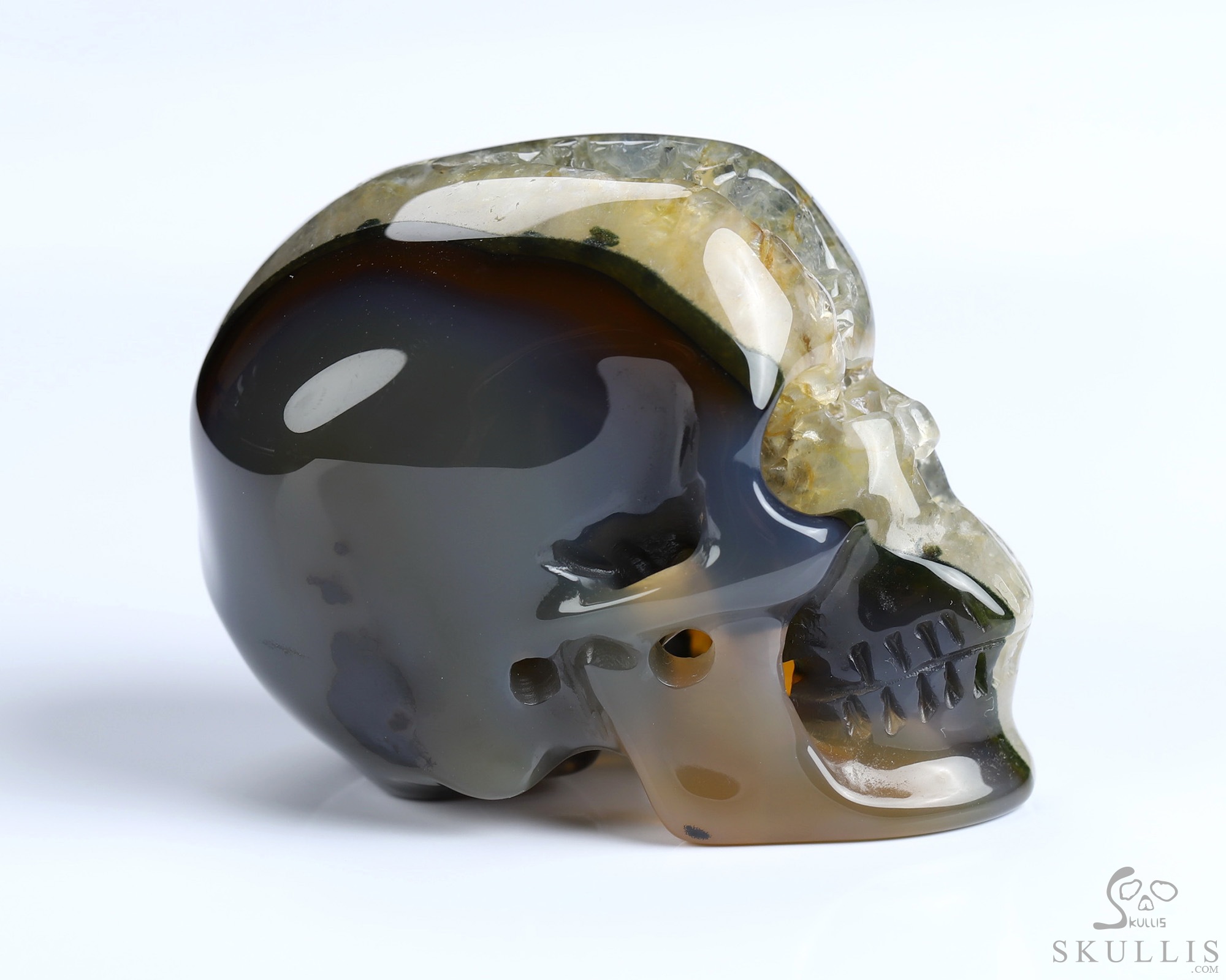 1.8" Premium Brazilian Agate Geode Hand Carved Crystal Skull, Super Realistic, Crystal Healing 1.8" Premium Brazilian Agate Geode Hand Carved Crystal Skull, Super Realistic, Crystal Healing