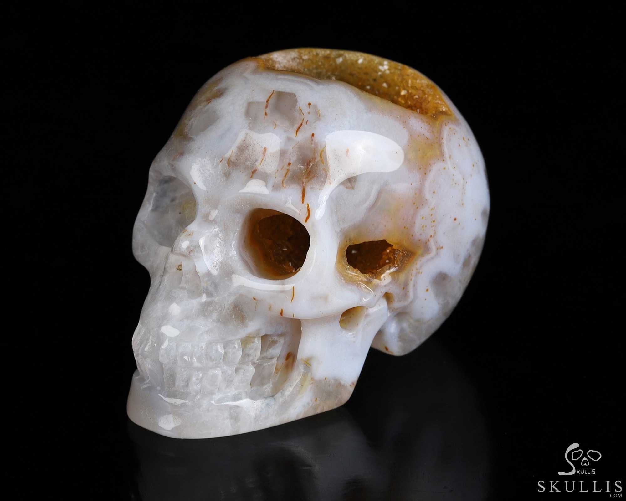 2.0" Premium Brazilian Agate Geode Hand Carved Crystal Skull, Realistic, Crystal Healing 2.0" Premium Brazilian Agate Geode Hand Carved Crystal Skull, Realistic, Crystal Healing