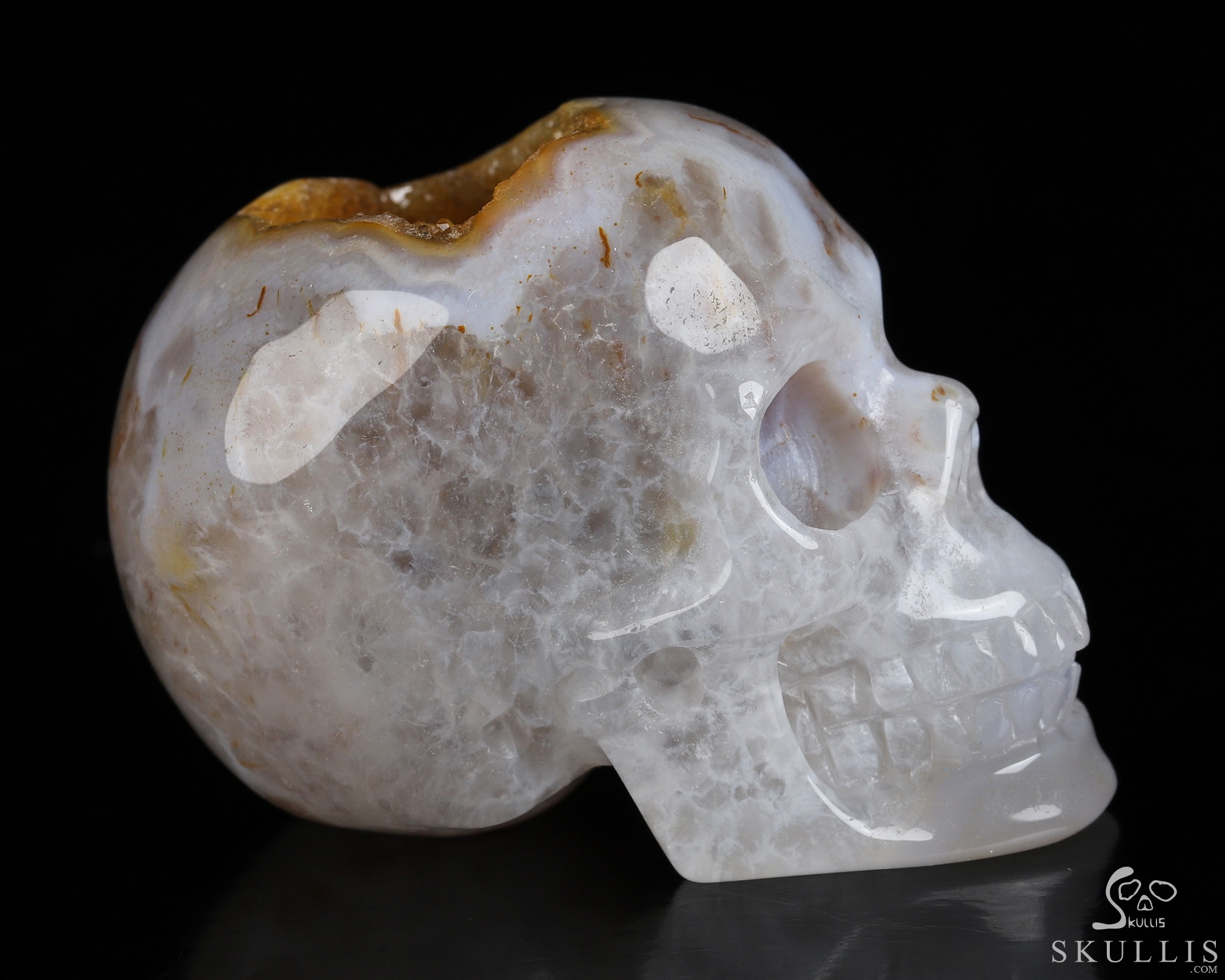2.0" Premium Brazilian Agate Geode Hand Carved Crystal Skull, Realistic, Crystal Healing 2.0" Premium Brazilian Agate Geode Hand Carved Crystal Skull, Realistic, Crystal Healing