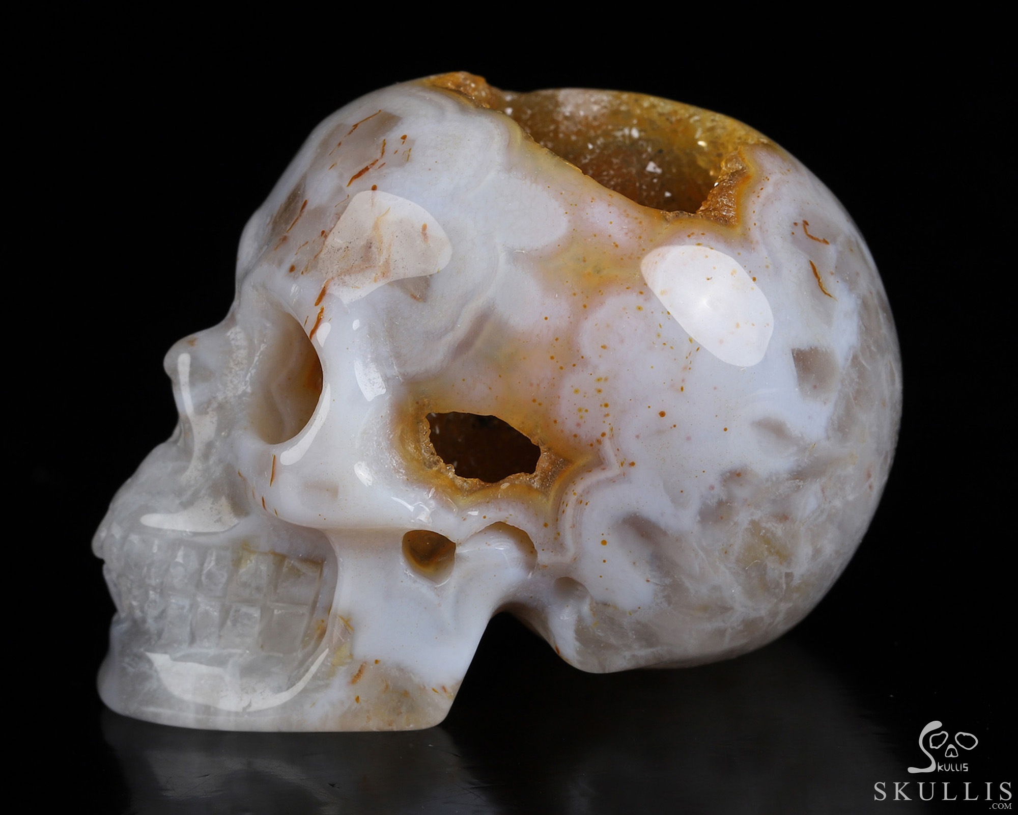 2.0" Premium Brazilian Agate Geode Hand Carved Crystal Skull, Realistic, Crystal Healing 2.0" Premium Brazilian Agate Geode Hand Carved Crystal Skull, Realistic, Crystal Healing