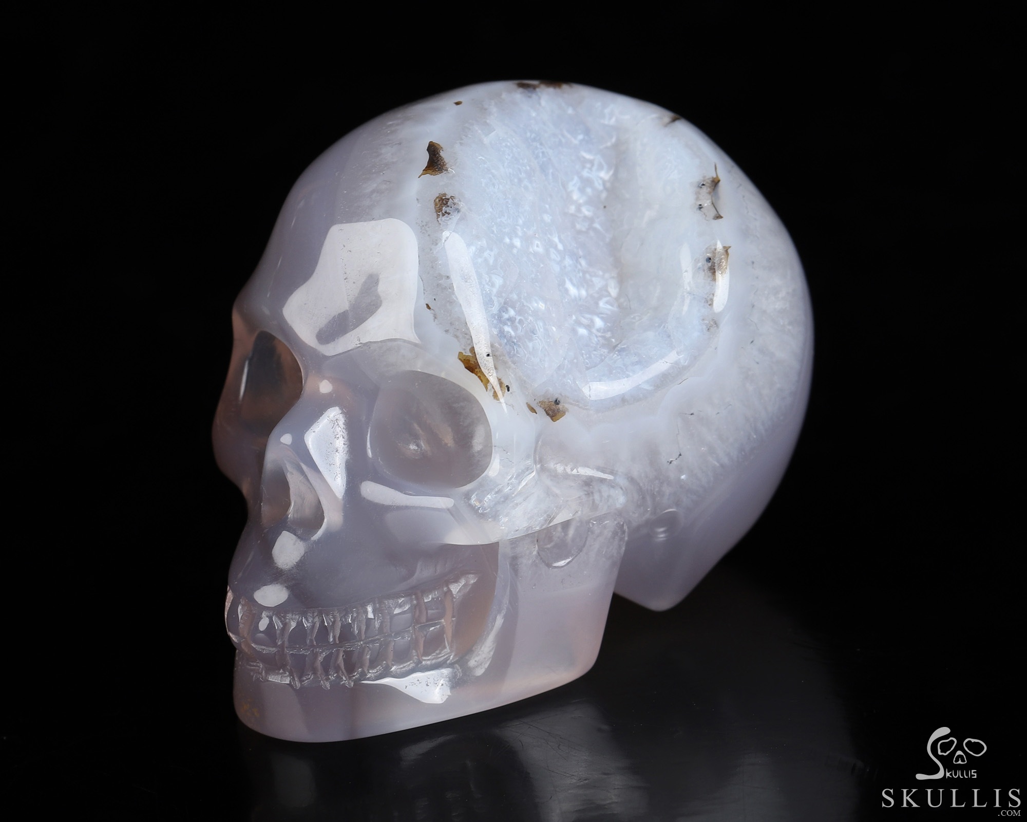 2.0" Agate Geode Hand Carved Crystal Skull, Realistic, Crystal Healing 2.0" Agate Geode Hand Carved Crystal Skull, Realistic, Crystal Healing