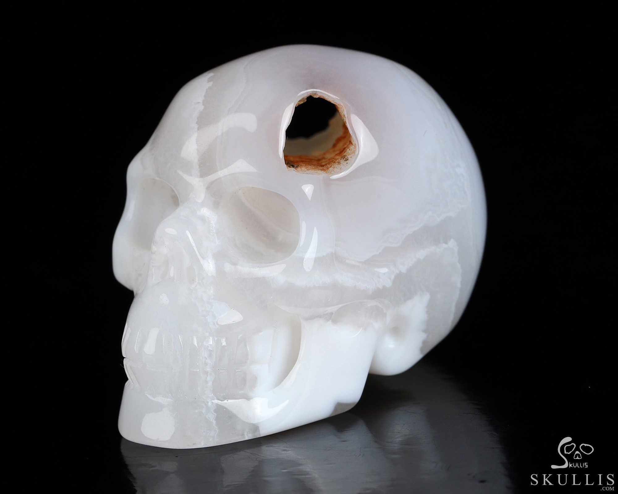 2.0" Agate Geode Hand Carved Crystal Skull, Realistic, Crystal Healing 2.0" Agate Geode Hand Carved Crystal Skull, Realistic, Crystal Healing