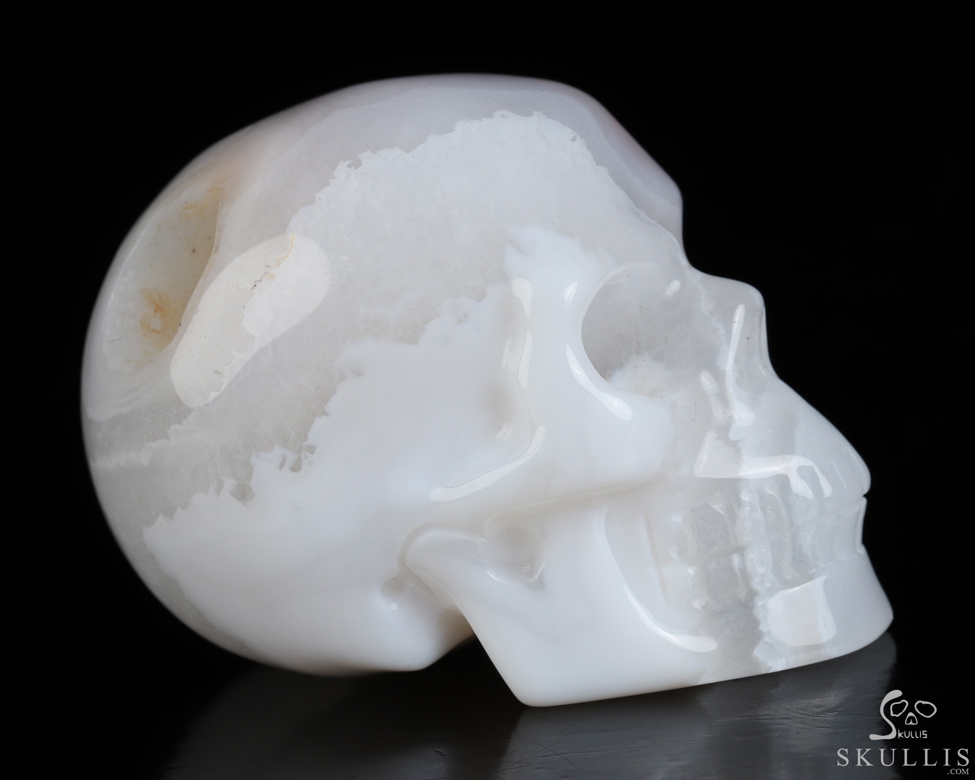 2.0" Agate Geode Hand Carved Crystal Skull, Realistic, Crystal Healing 2.0" Agate Geode Hand Carved Crystal Skull, Realistic, Crystal Healing