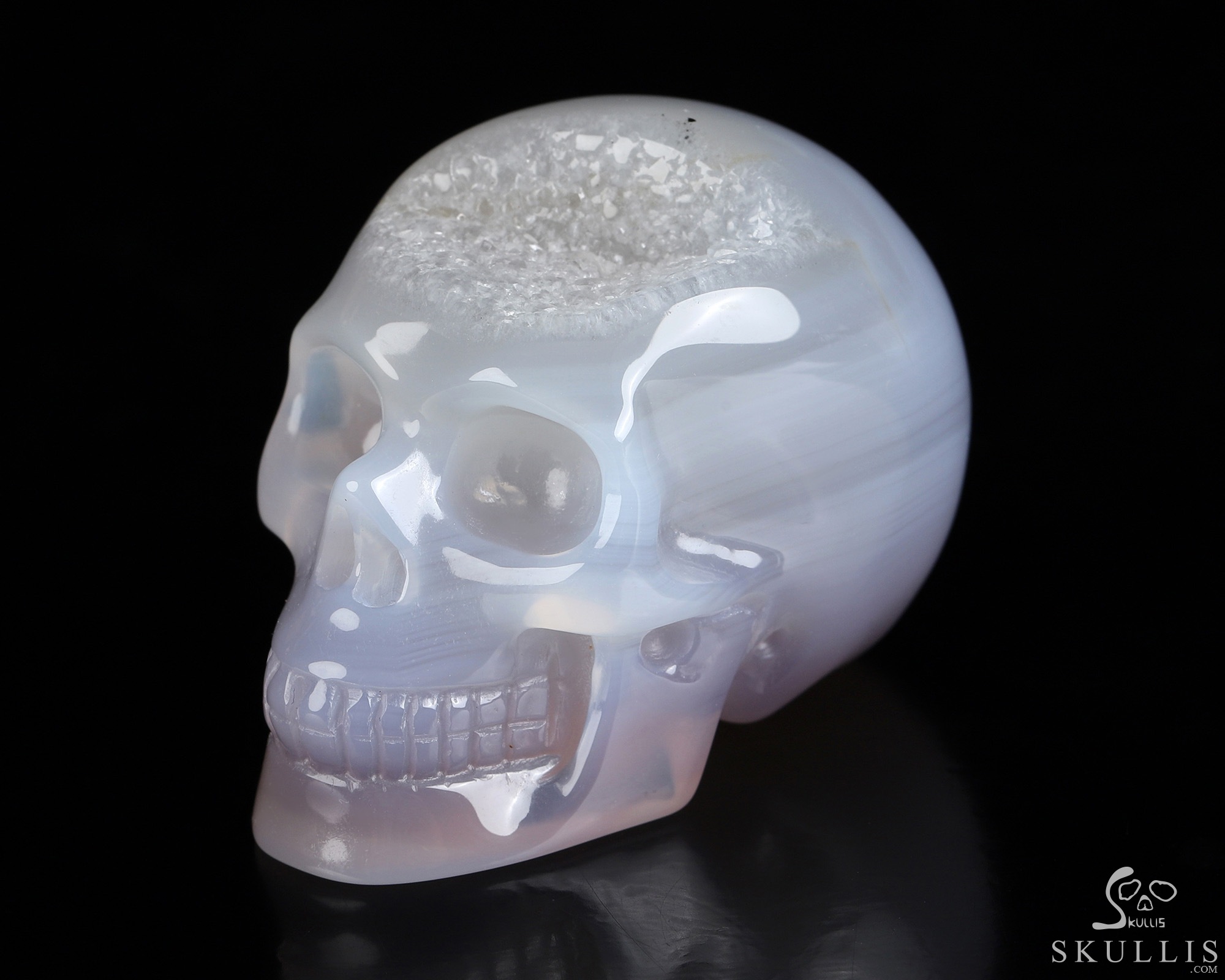 2.0" Agate Geode Hand Carved Crystal Skull, Realistic, Crystal Healing 2.0" Agate Geode Hand Carved Crystal Skull, Realistic, Crystal Healing