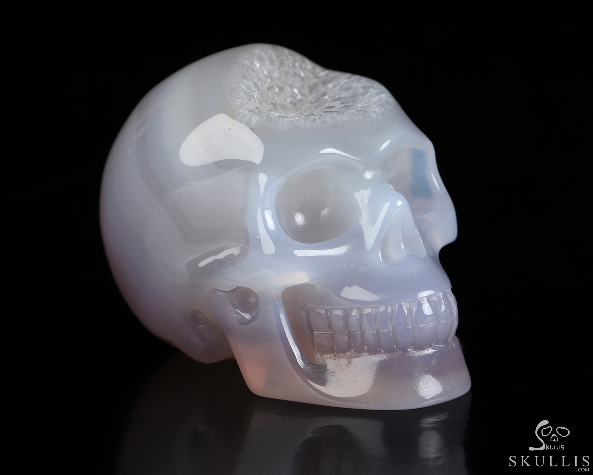 2.0" Agate Geode Hand Carved Crystal Skull, Realistic, Crystal Healing 2.0" Agate Geode Hand Carved Crystal Skull, Realistic, Crystal Healing