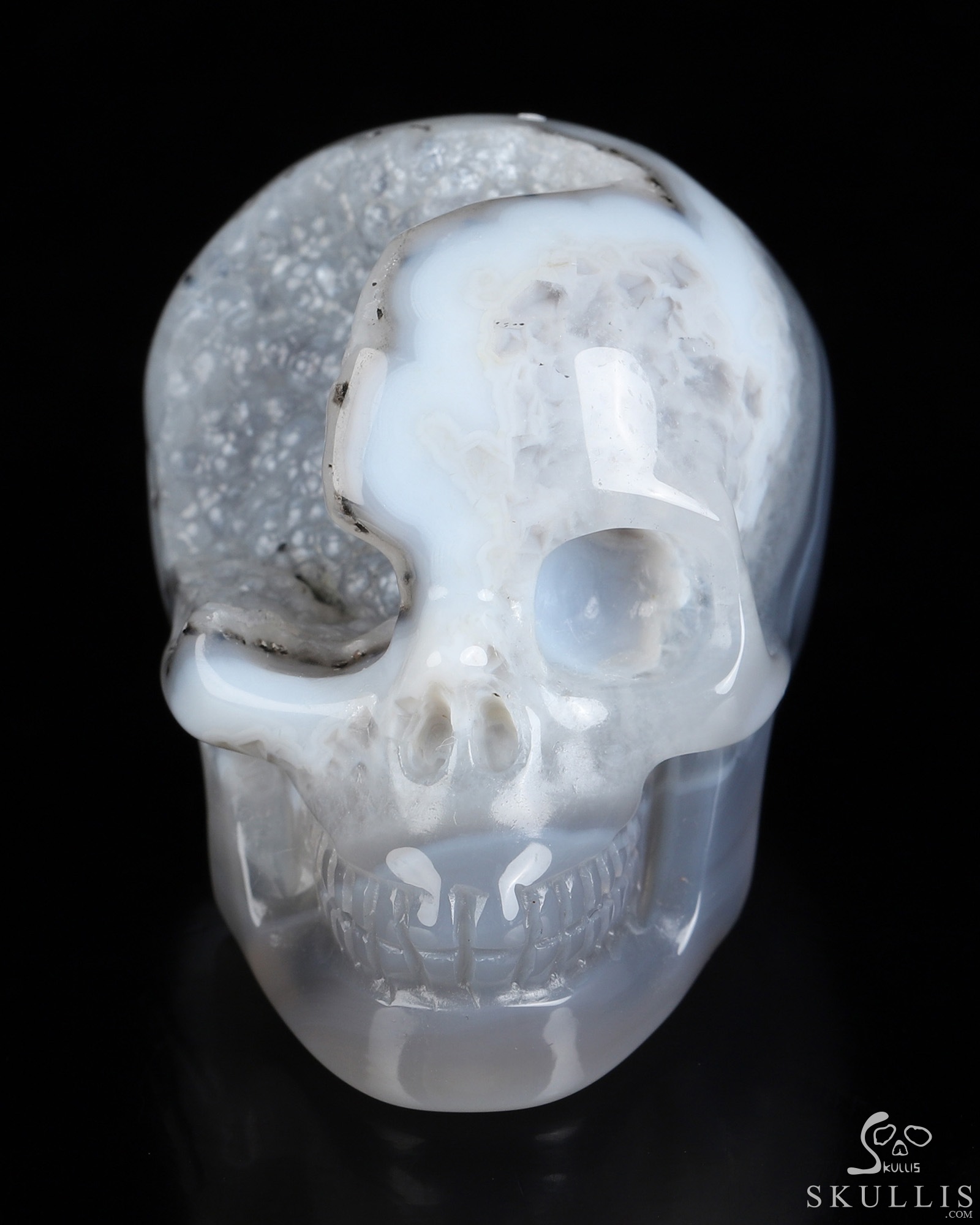 2.0" Agate Geode Hand Carved Crystal Skull, Realistic, Crystal Healing 2.0" Agate Geode Hand Carved Crystal Skull, Realistic, Crystal Healing