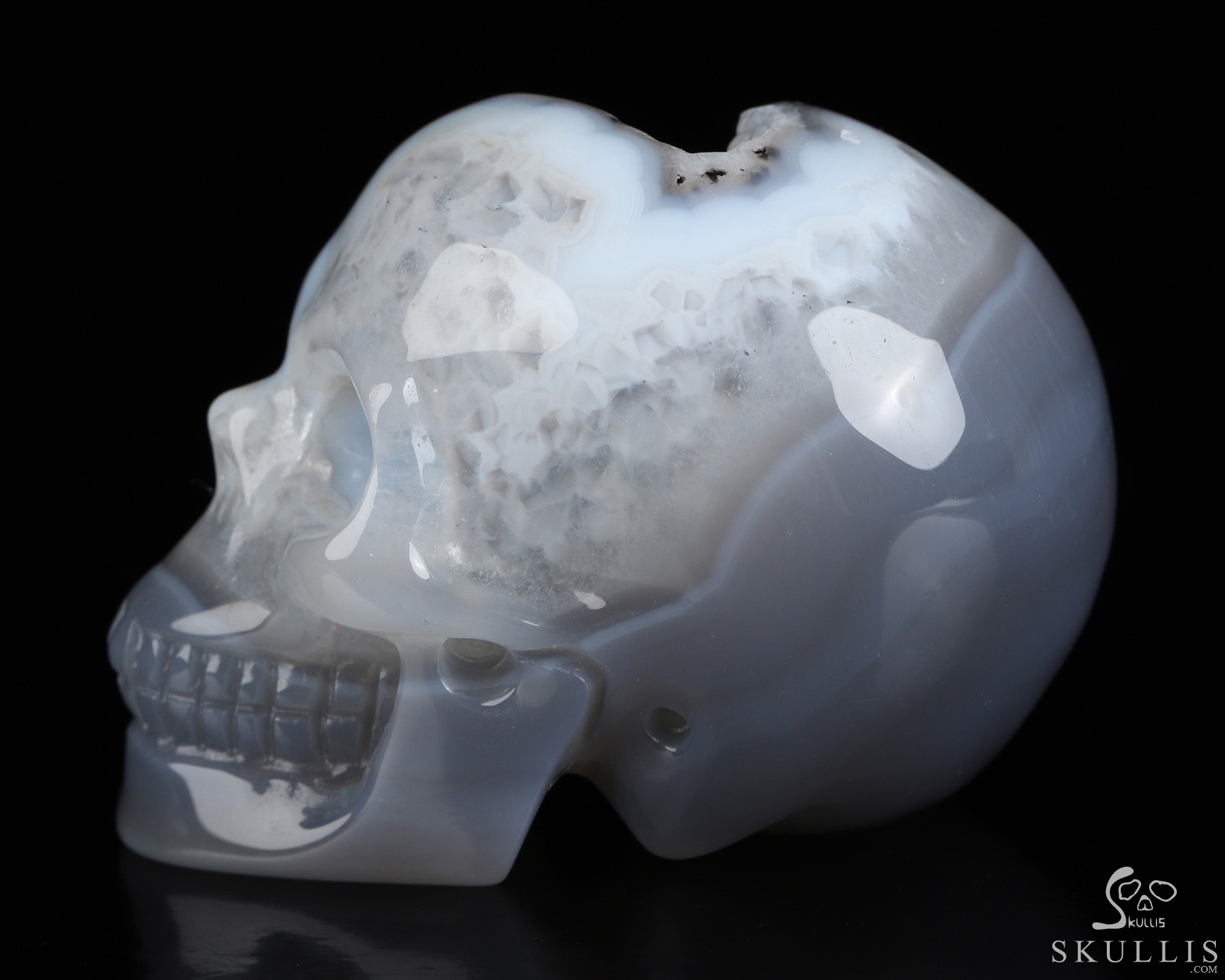 2.0" Agate Geode Hand Carved Crystal Skull, Realistic, Crystal Healing 2.0" Agate Geode Hand Carved Crystal Skull, Realistic, Crystal Healing