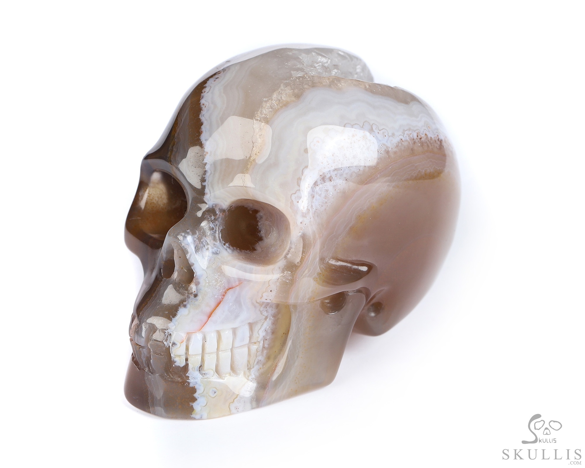 2.0" Agate Geode Hand Carved Crystal Skull, Realistic, Crystal Healing 2.0" Agate Geode Hand Carved Crystal Skull, Realistic, Crystal Healing