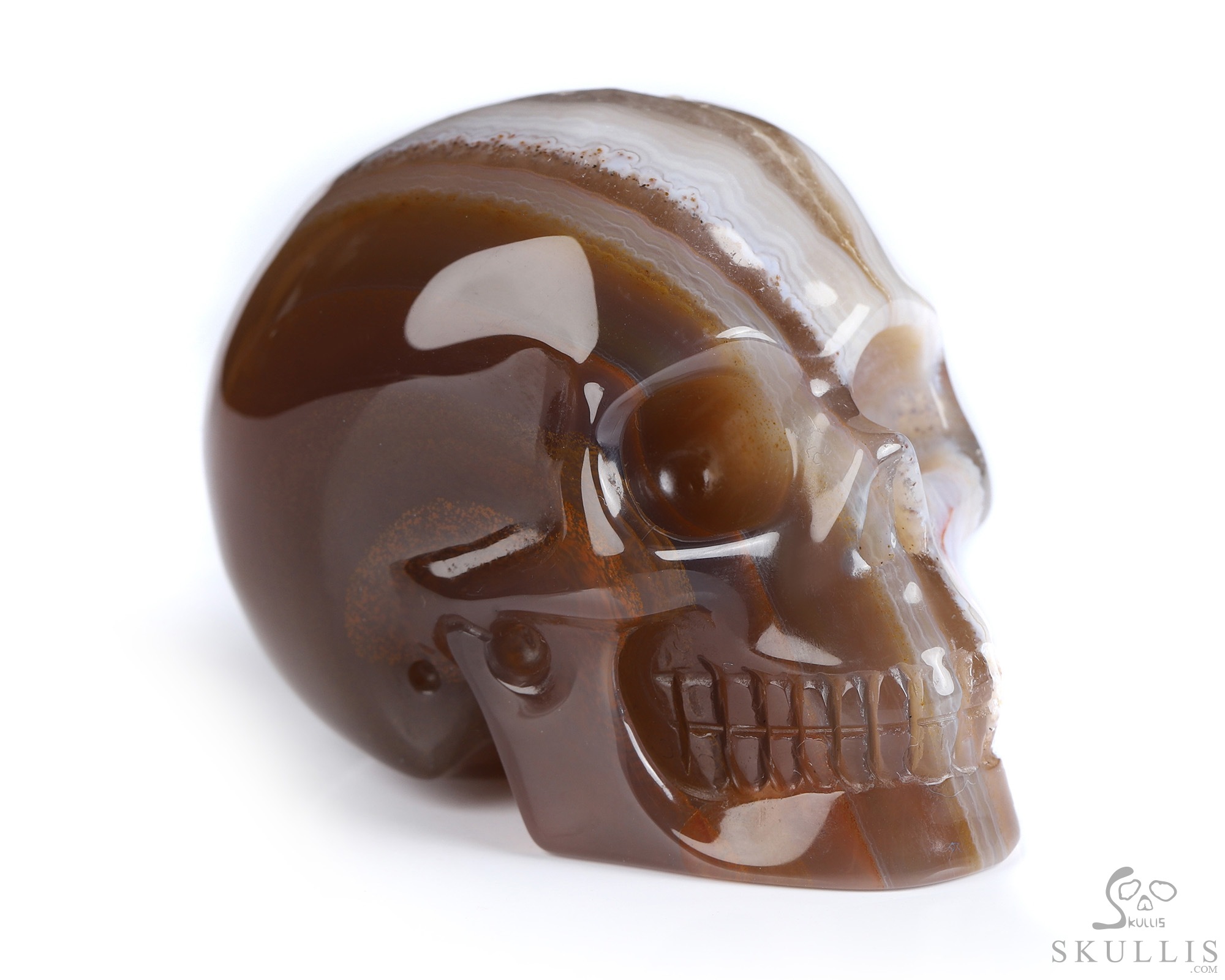 2.0" Agate Geode Hand Carved Crystal Skull, Realistic, Crystal Healing 2.0" Agate Geode Hand Carved Crystal Skull, Realistic, Crystal Healing