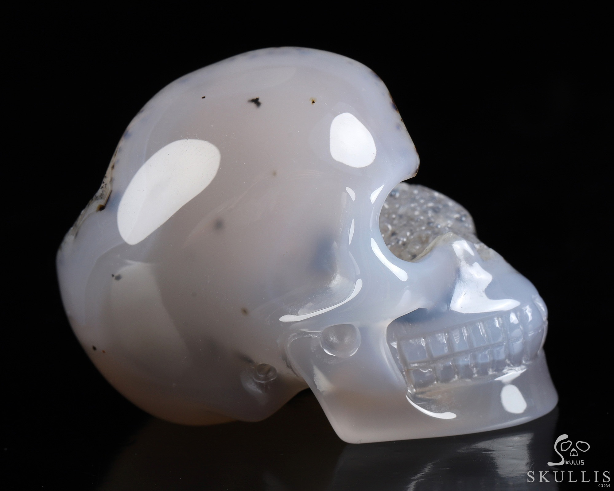 2.0" Agate Geode Hand Carved Crystal Skull, Realistic, Crystal Healing 2.0" Agate Geode Hand Carved Crystal Skull, Realistic, Crystal Healing