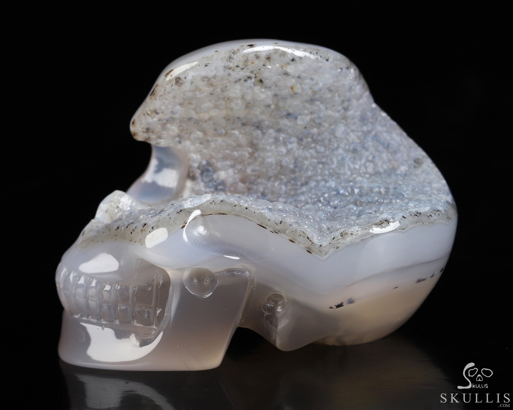 2.0" Agate Geode Hand Carved Crystal Skull, Realistic, Crystal Healing 2.0" Agate Geode Hand Carved Crystal Skull, Realistic, Crystal Healing