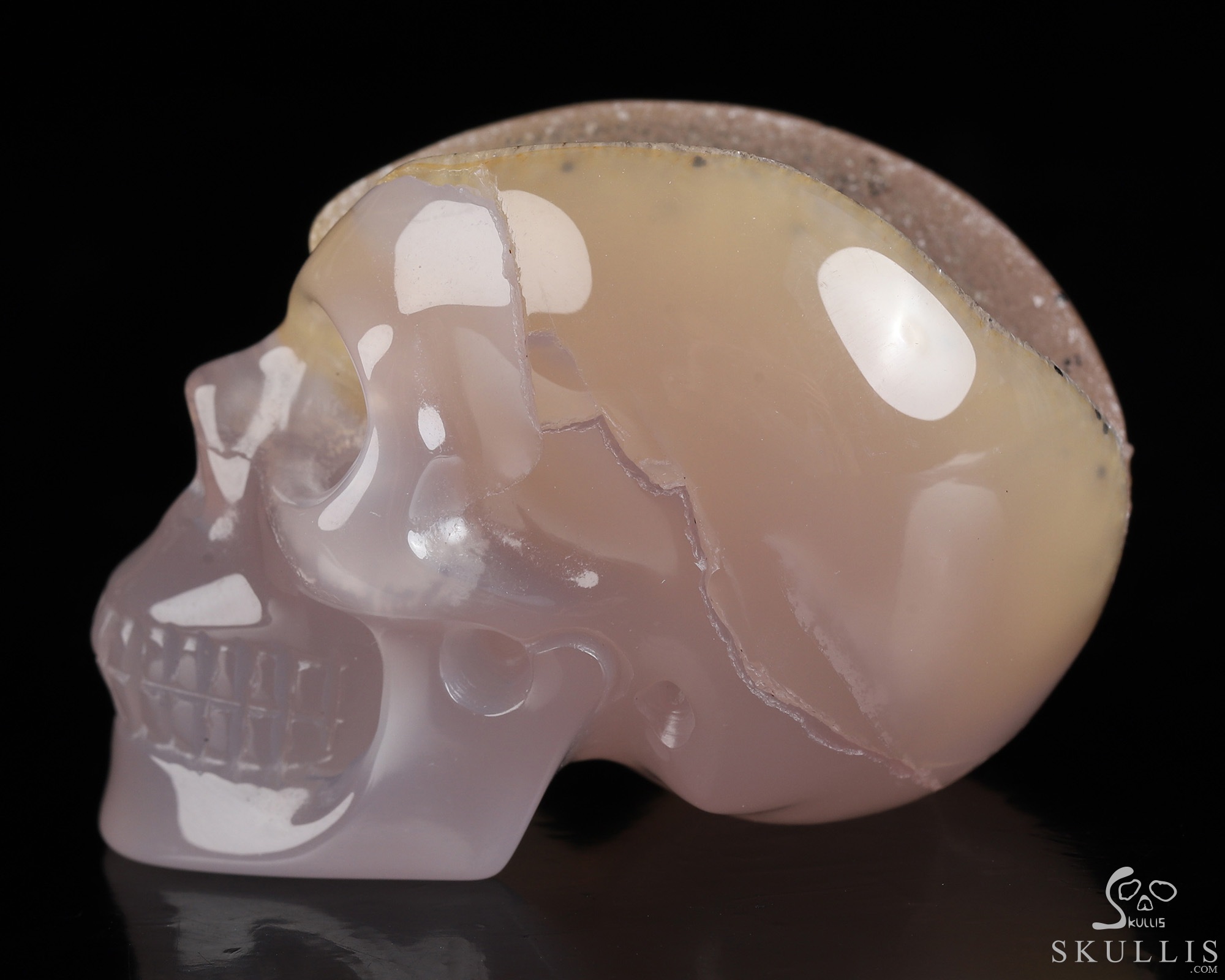 2.0" Agate Geode Hand Carved Crystal Skull, Realistic, Crystal Healing 2.0" Agate Geode Hand Carved Crystal Skull, Realistic, Crystal Healing