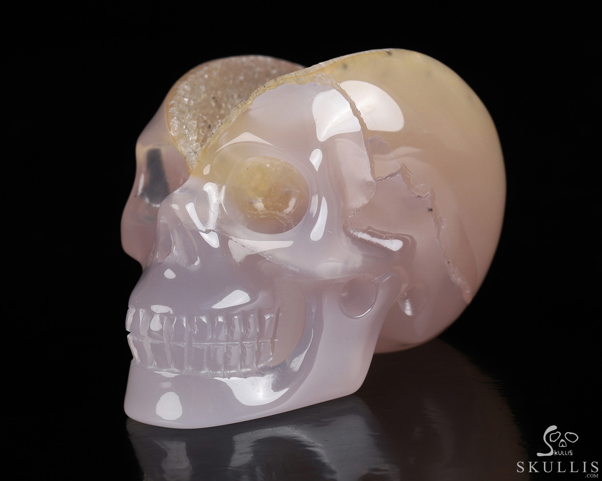 2.0" Agate Geode Hand Carved Crystal Skull, Realistic, Crystal Healing 2.0" Agate Geode Hand Carved Crystal Skull, Realistic, Crystal Healing
